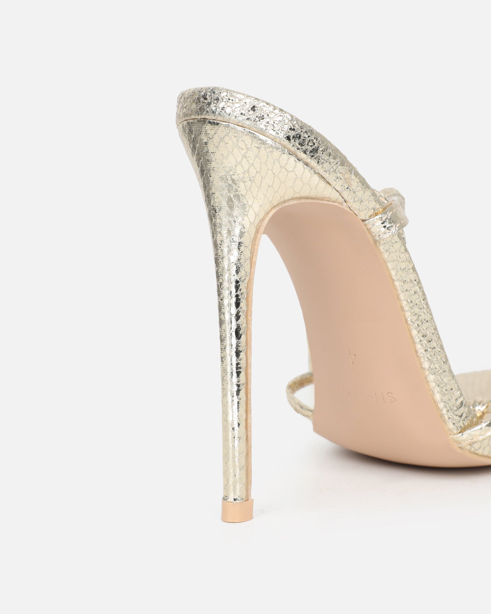 Elous Gold Snake Gold Detail Heeled Sandals | SIMMI London