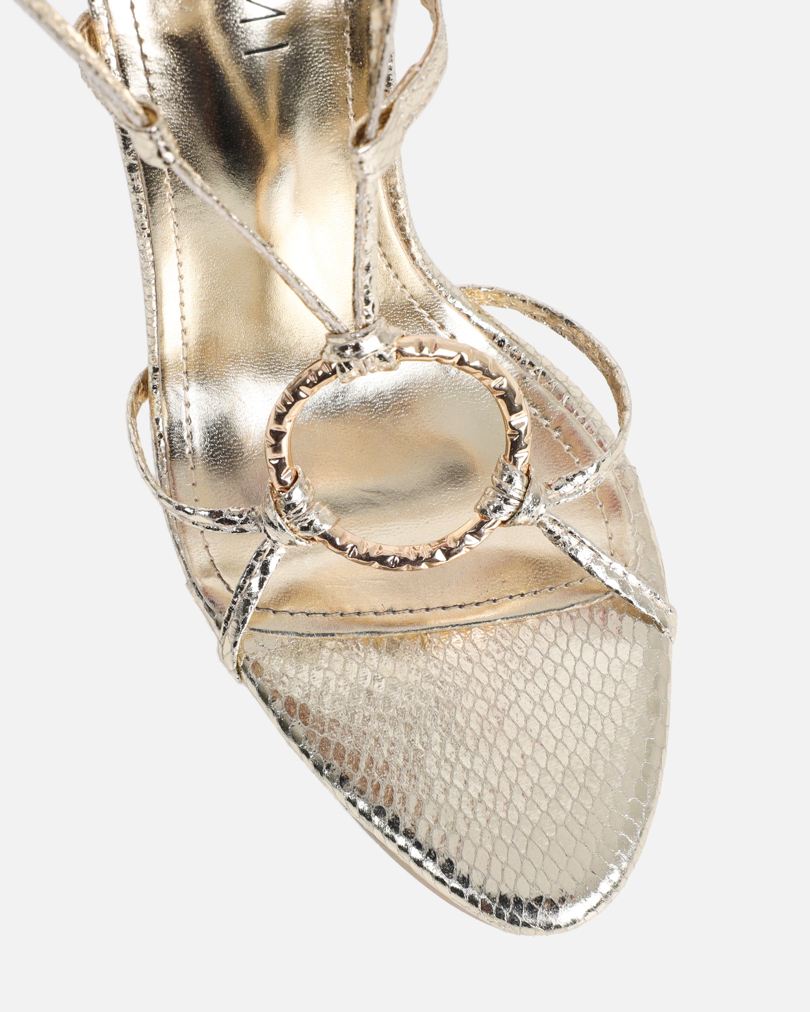 Elous Gold Snake Gold Detail Heeled Sandals | SIMMI London