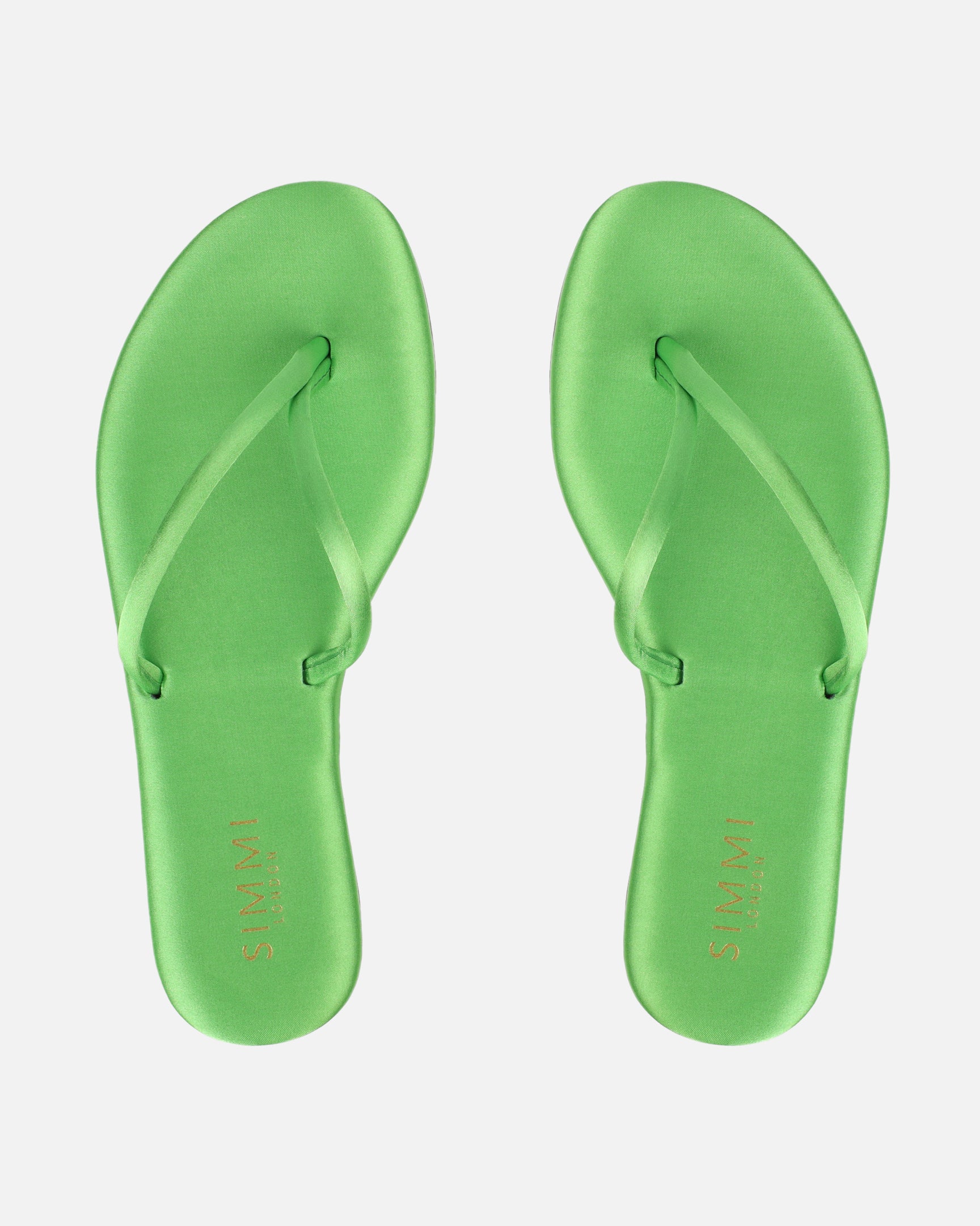 Elmas Green Satin Toe Thong Sandals | SIMMI London