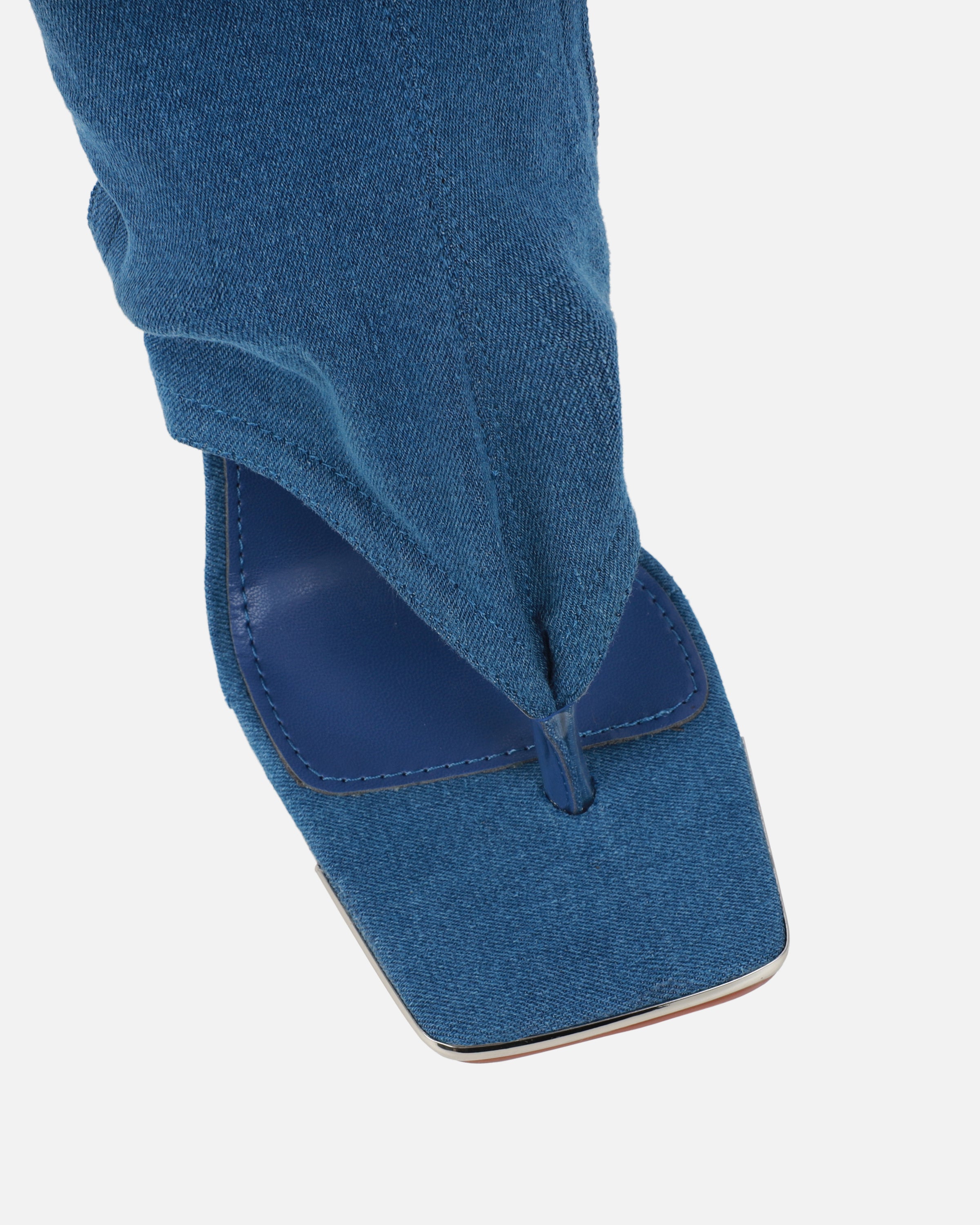 Senya blue denim toe thong heeled boots | SIMMI London