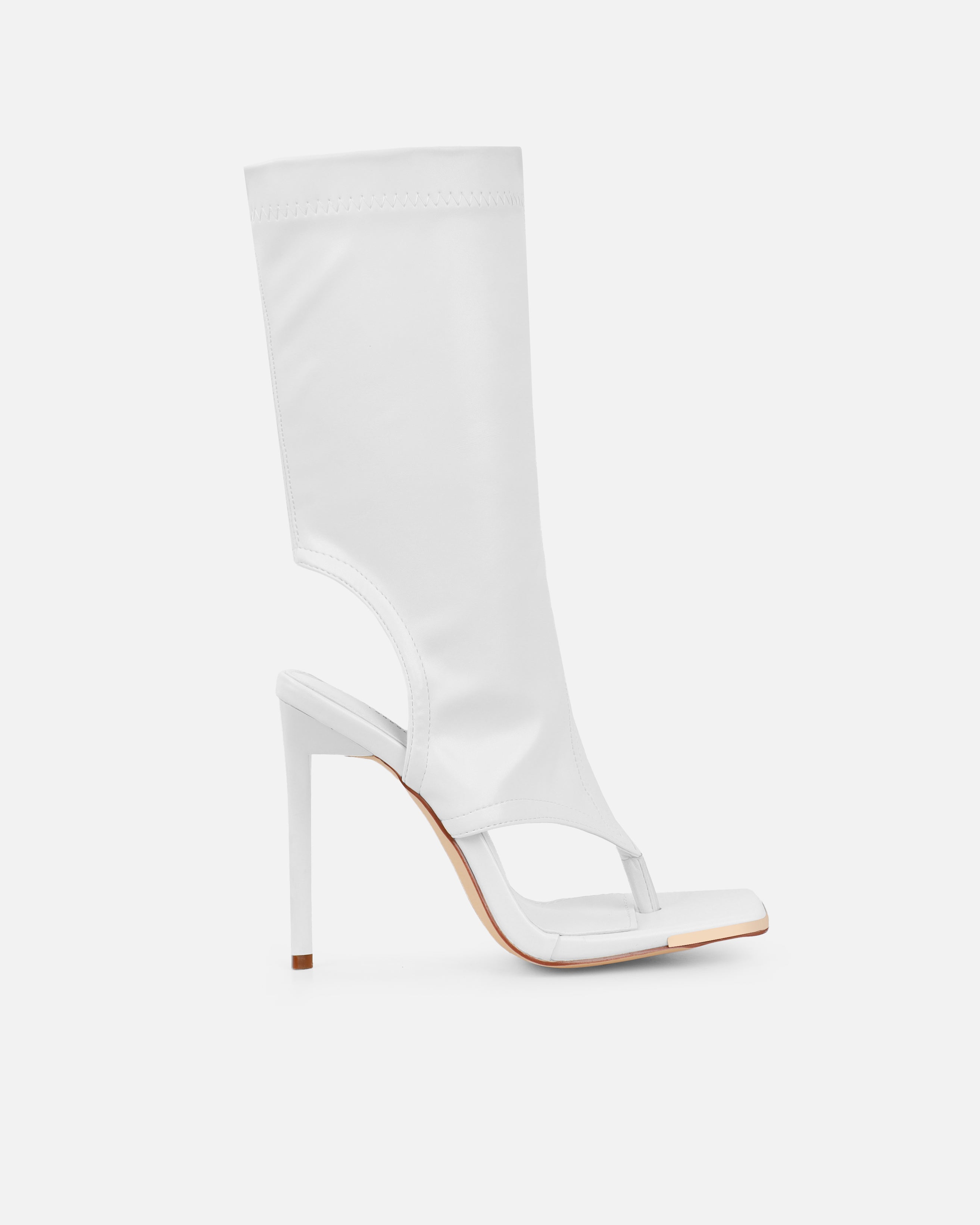Senya White Toe Thong Heeled Boots | SIMMI London