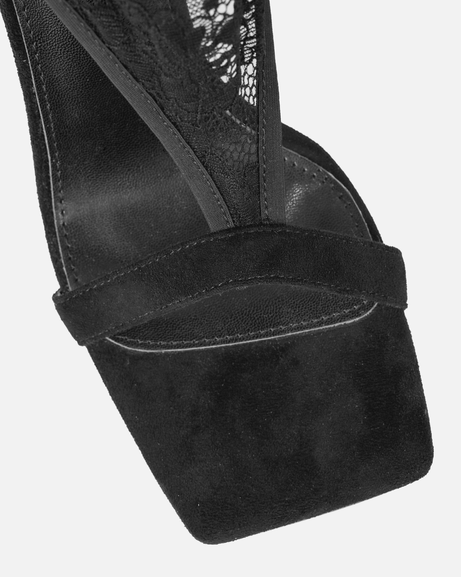 Venya Black Lace Toe Thong Heeled Sandals | SIMMI London