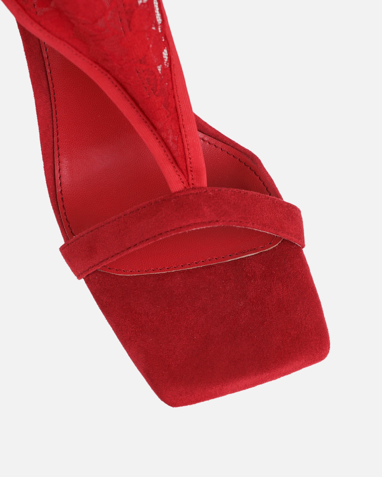 Venya Dark Red Lace Toe Thong Heeled Sandals | SIMMI London