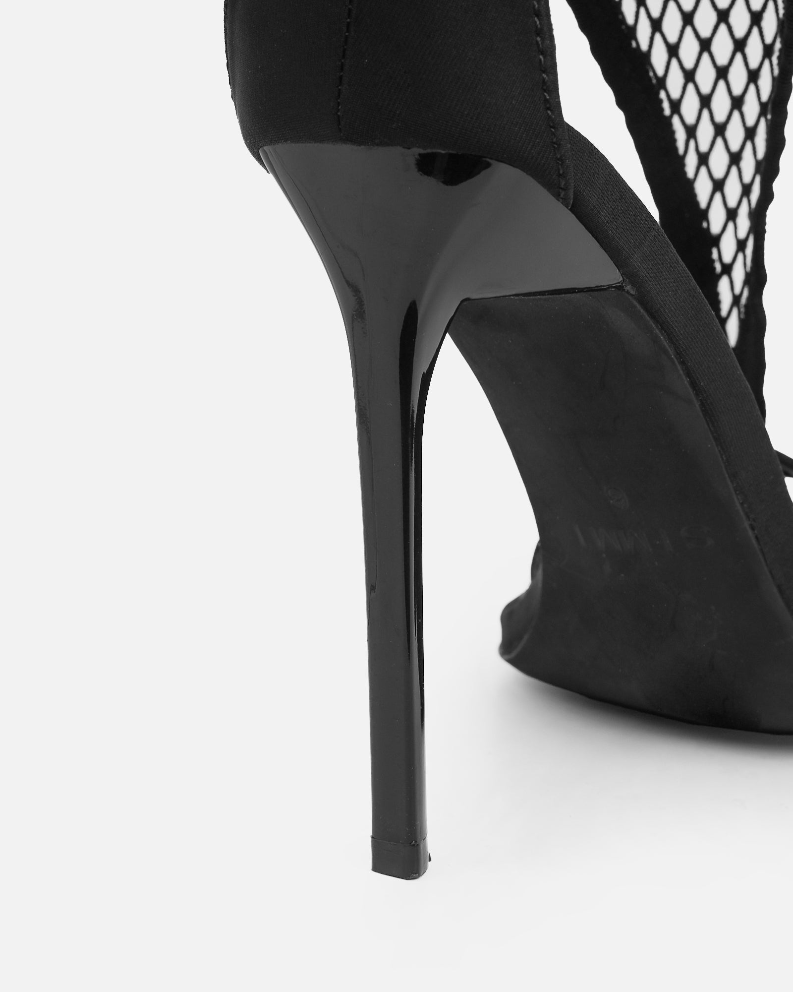 Venyi Black Toe Thong Diamante Mesh Heeled Sandals | SIMMI London