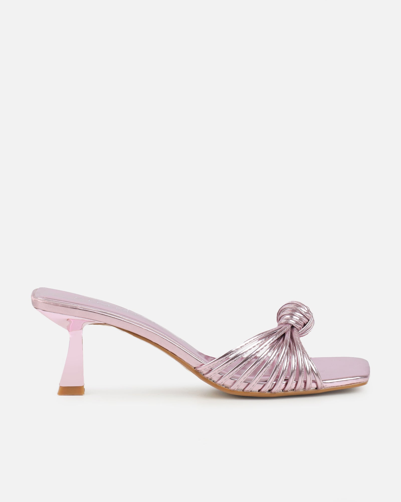 Erina Pink Metallic Knot Detail Mules | SIMMI London