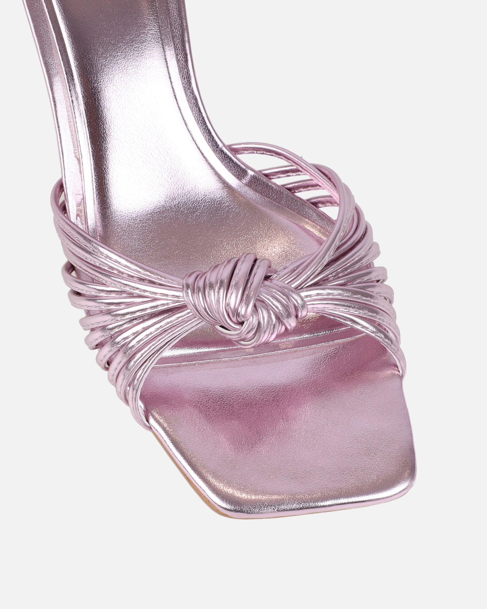 Erina Pink Metallic Knot Detail Mules | SIMMI London