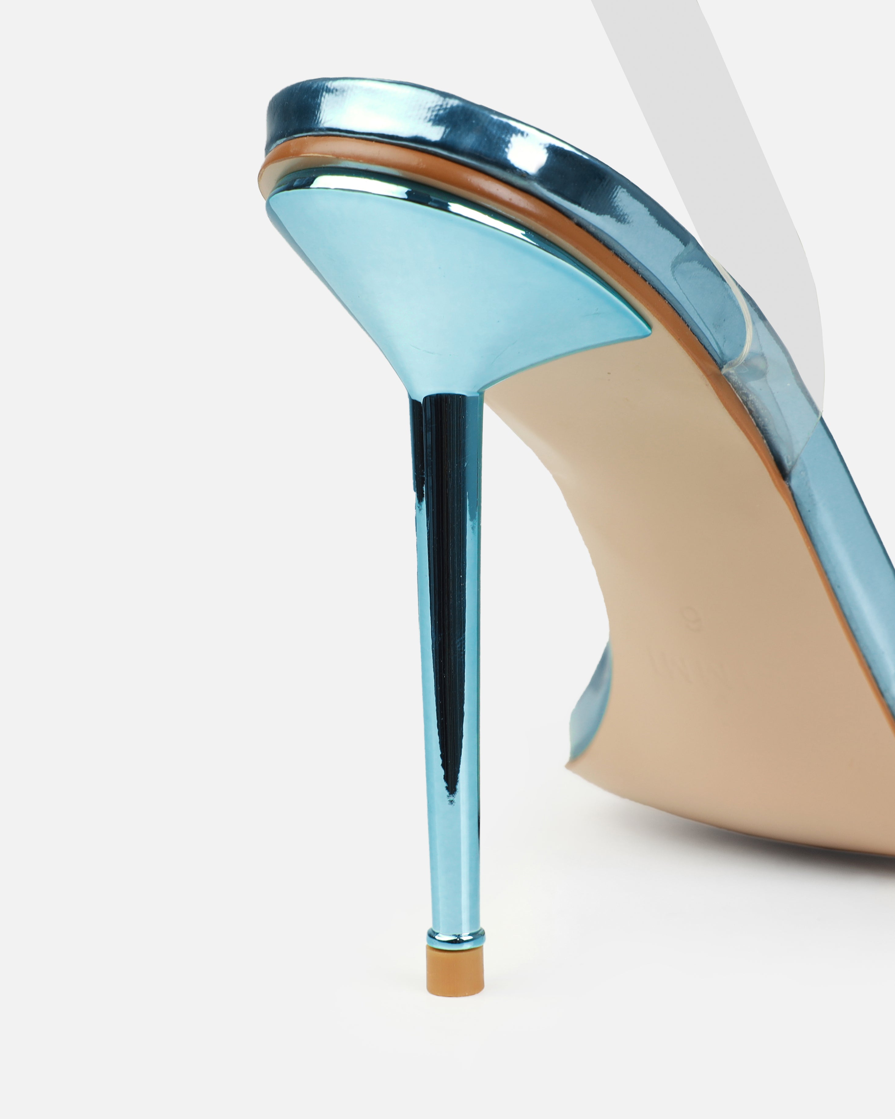 Tasha Ghouri Serlida Blue Clear Gem Heels | SIMMI London
