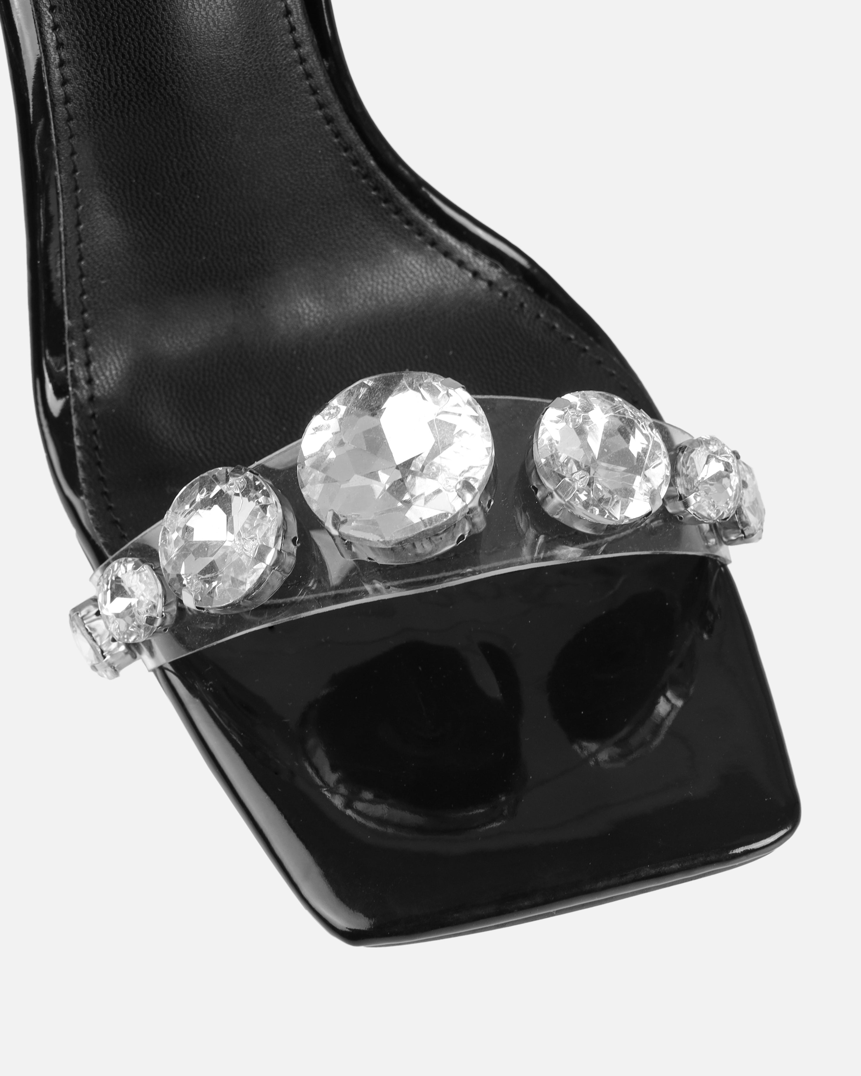 Tasha Ghouri Serlida Black Clear Gem Heels | SIMMI London