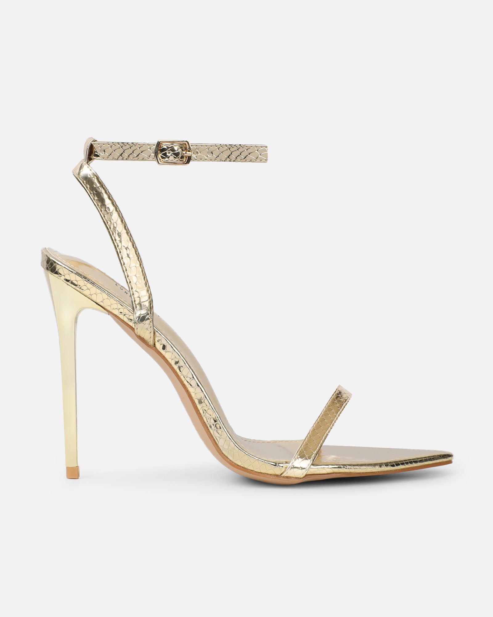 Estafaniaa Gold Snake Stiletto Sandals | SIMMI London
