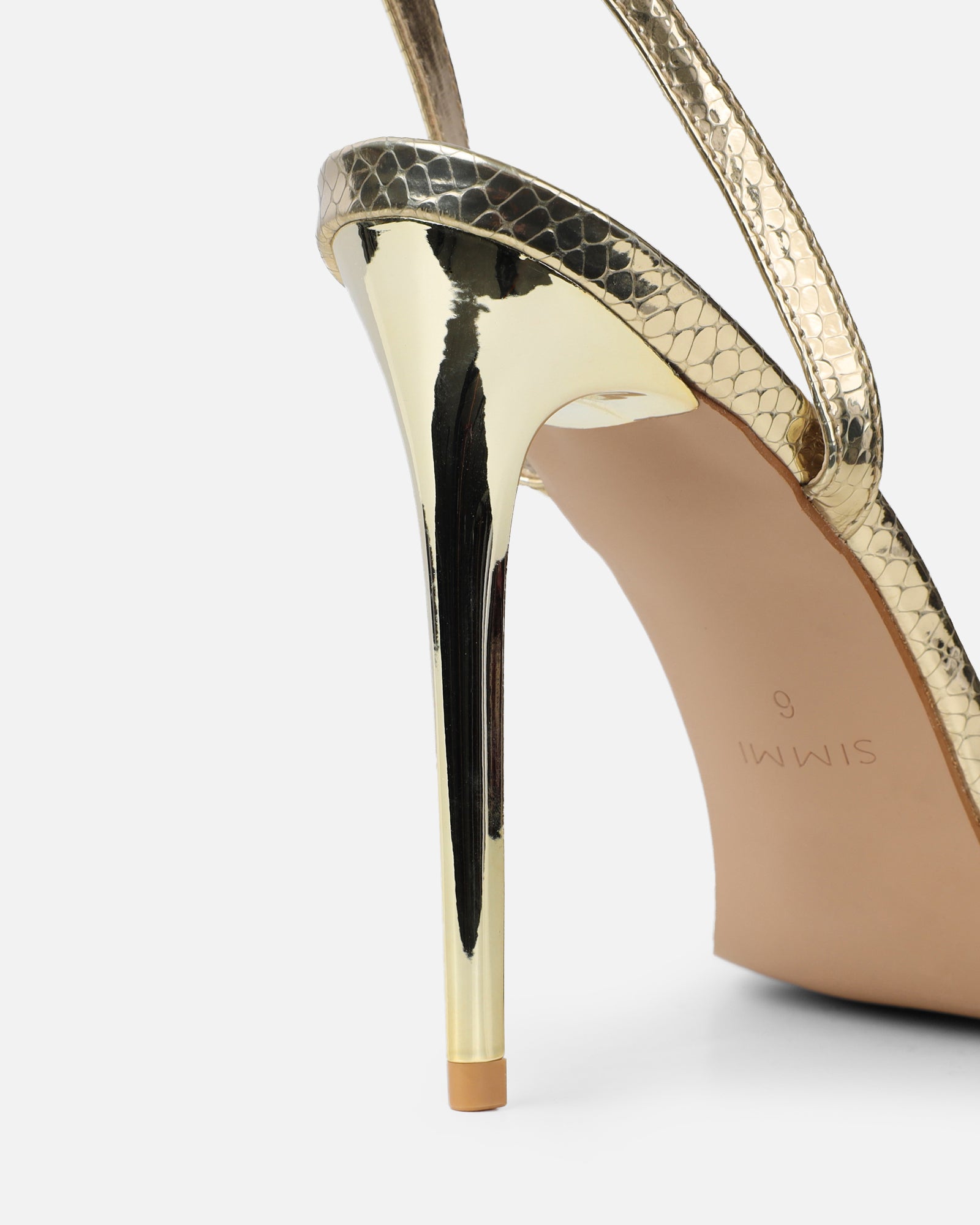 Estafaniaa Gold Snake Stiletto Sandals | SIMMI London