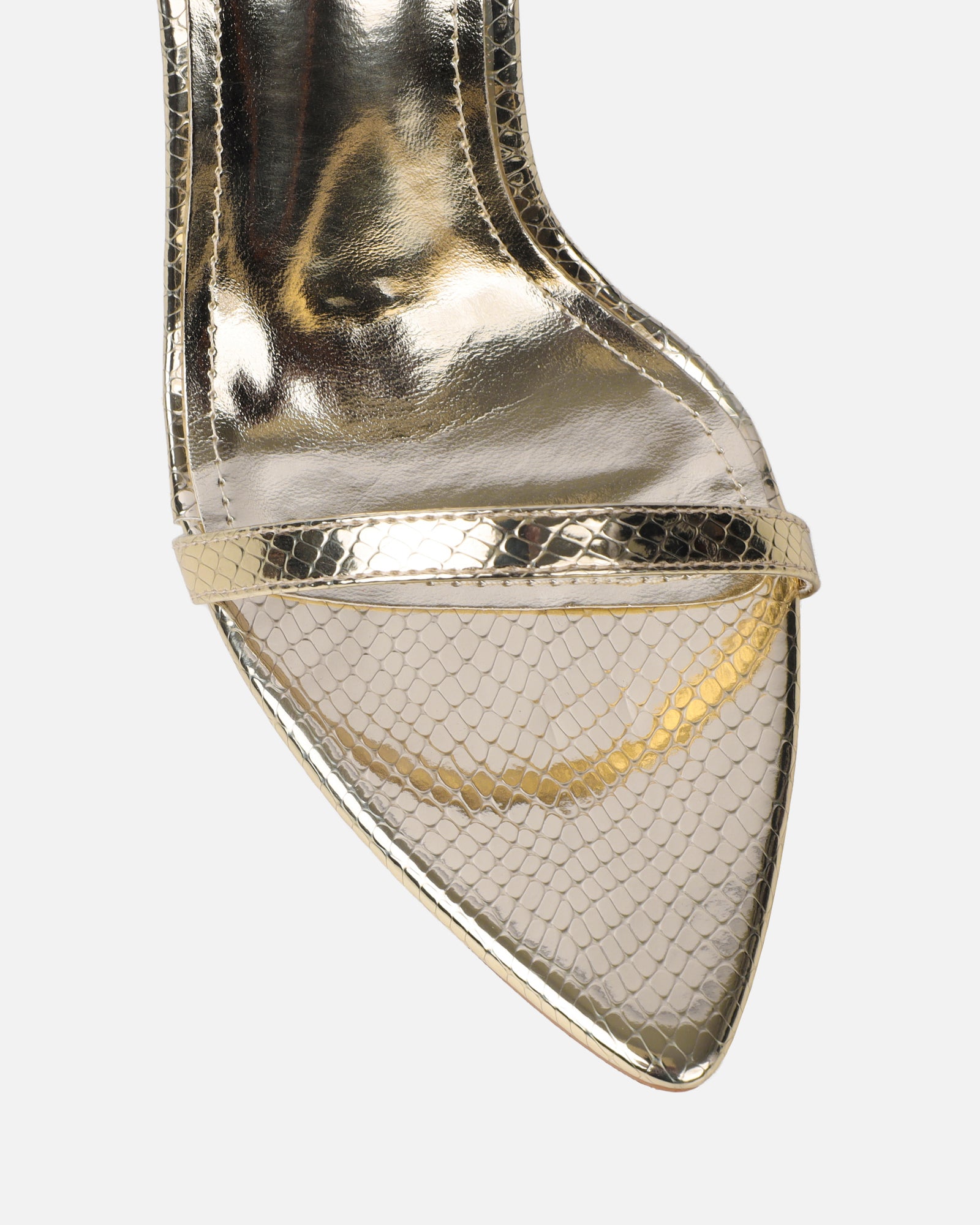 Estafaniaa Gold Snake Stiletto Sandals | SIMMI London