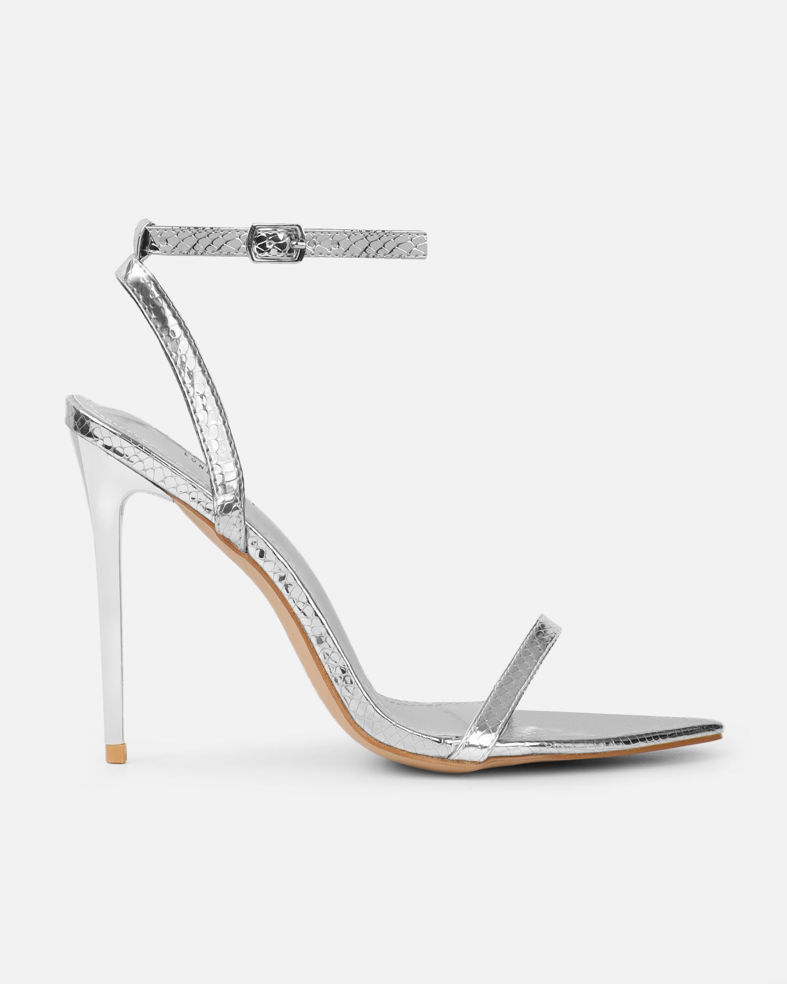 Estafaniaa Silver Snake Stiletto Sandals | SIMMI London