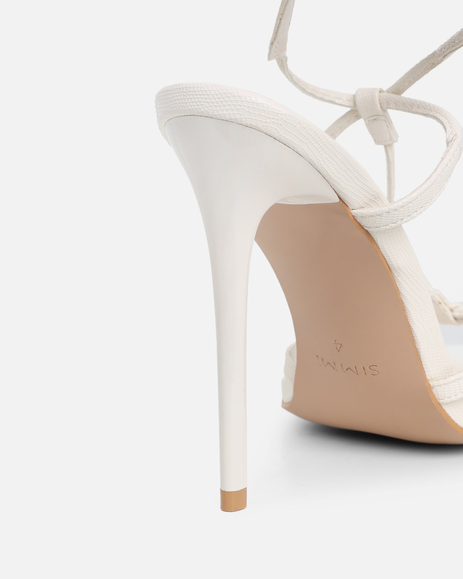 Evara Stone Lizard Strappy Heeled Sandals