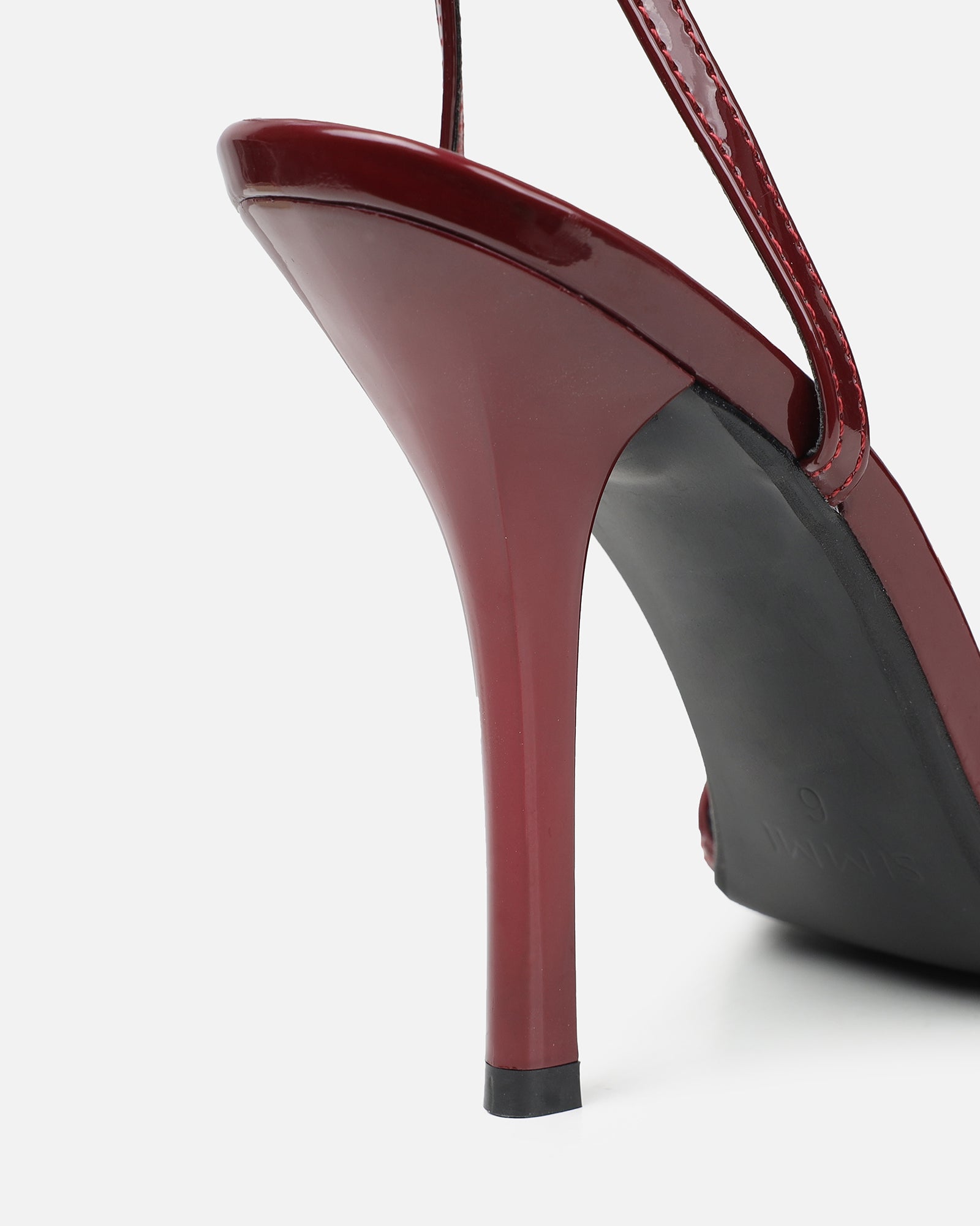 Faron dark red patent bow detail heeled sandals | SIMMI London
