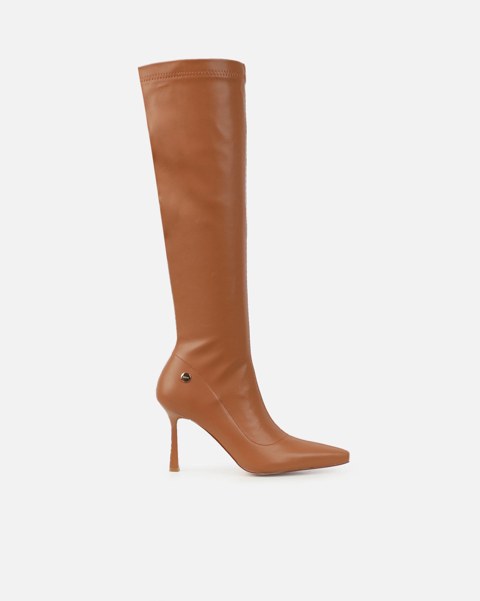 Fabbian Tan Stretch Heeled Knee High Boots | SIMMI London