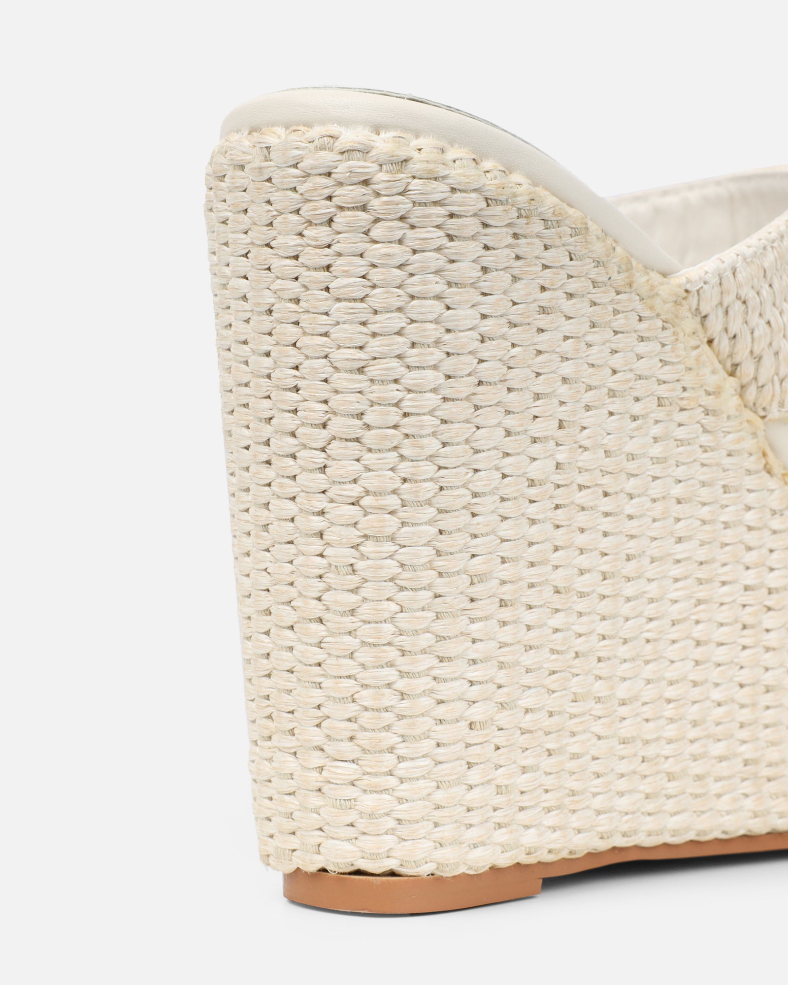 Neena Beige Raffia Wedge Sandals | SIMMI London