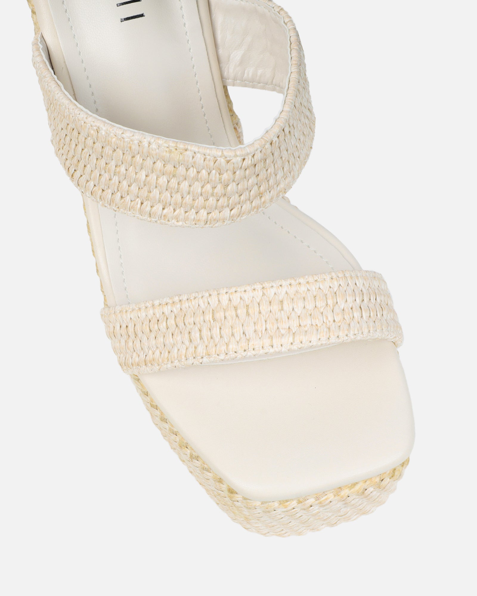 Neena Beige Raffia Wedge Sandals | SIMMI London