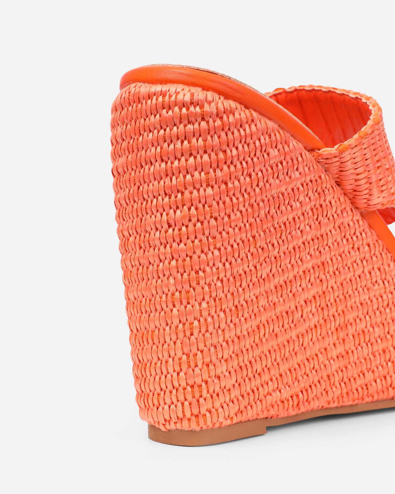 Neena Orange Raffia Wedge Sandals | SIMMI London