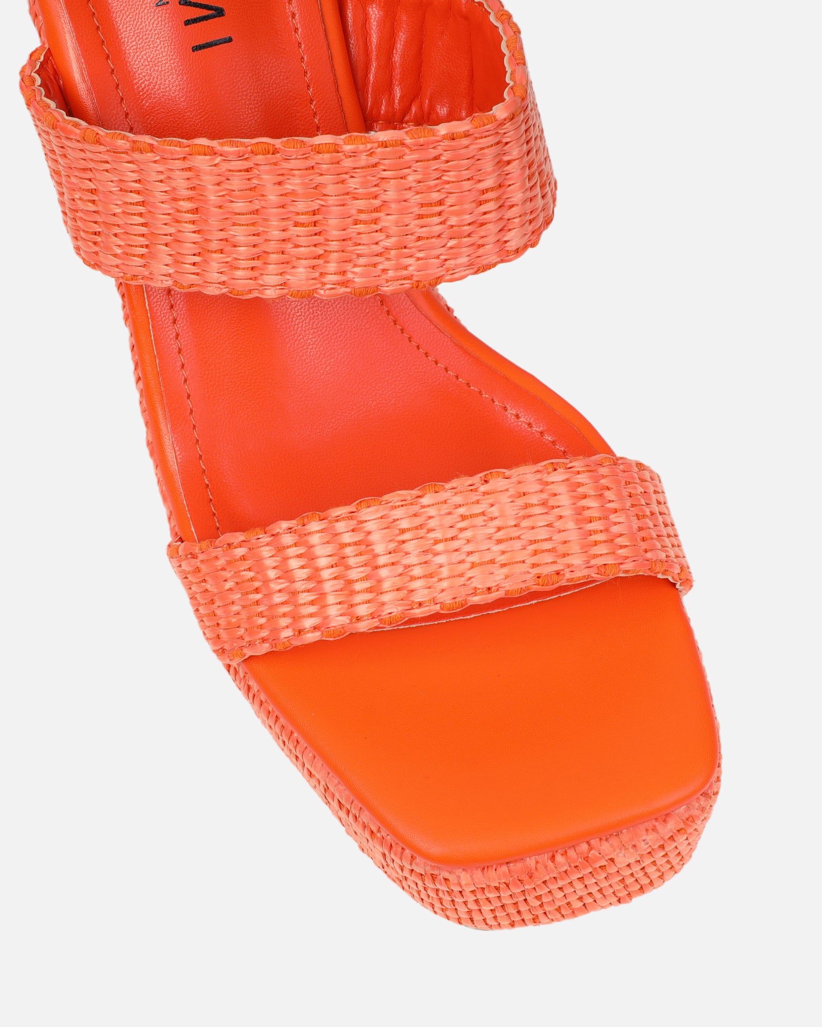 Neena Orange Raffia Wedge Sandals | SIMMI London