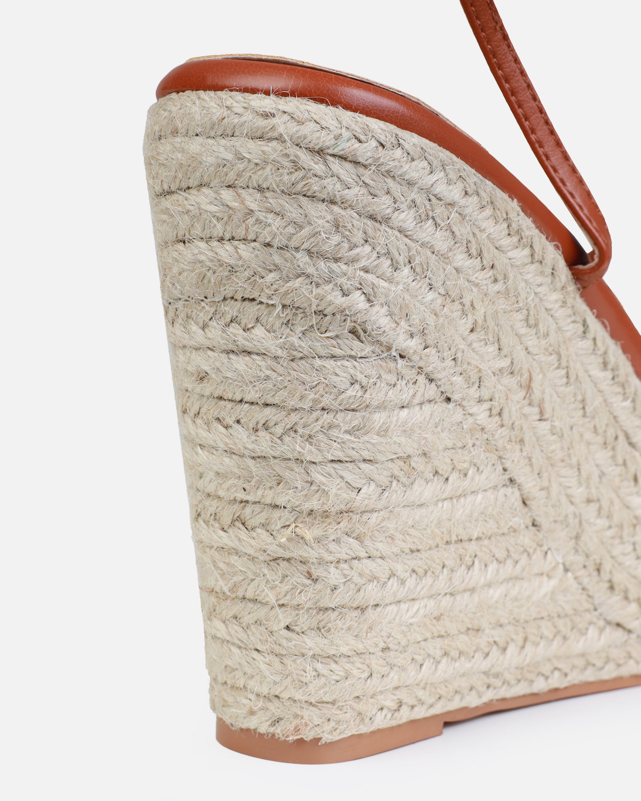 Olive Tan Braided Strappy Espadrille Wedges | SIMMI London