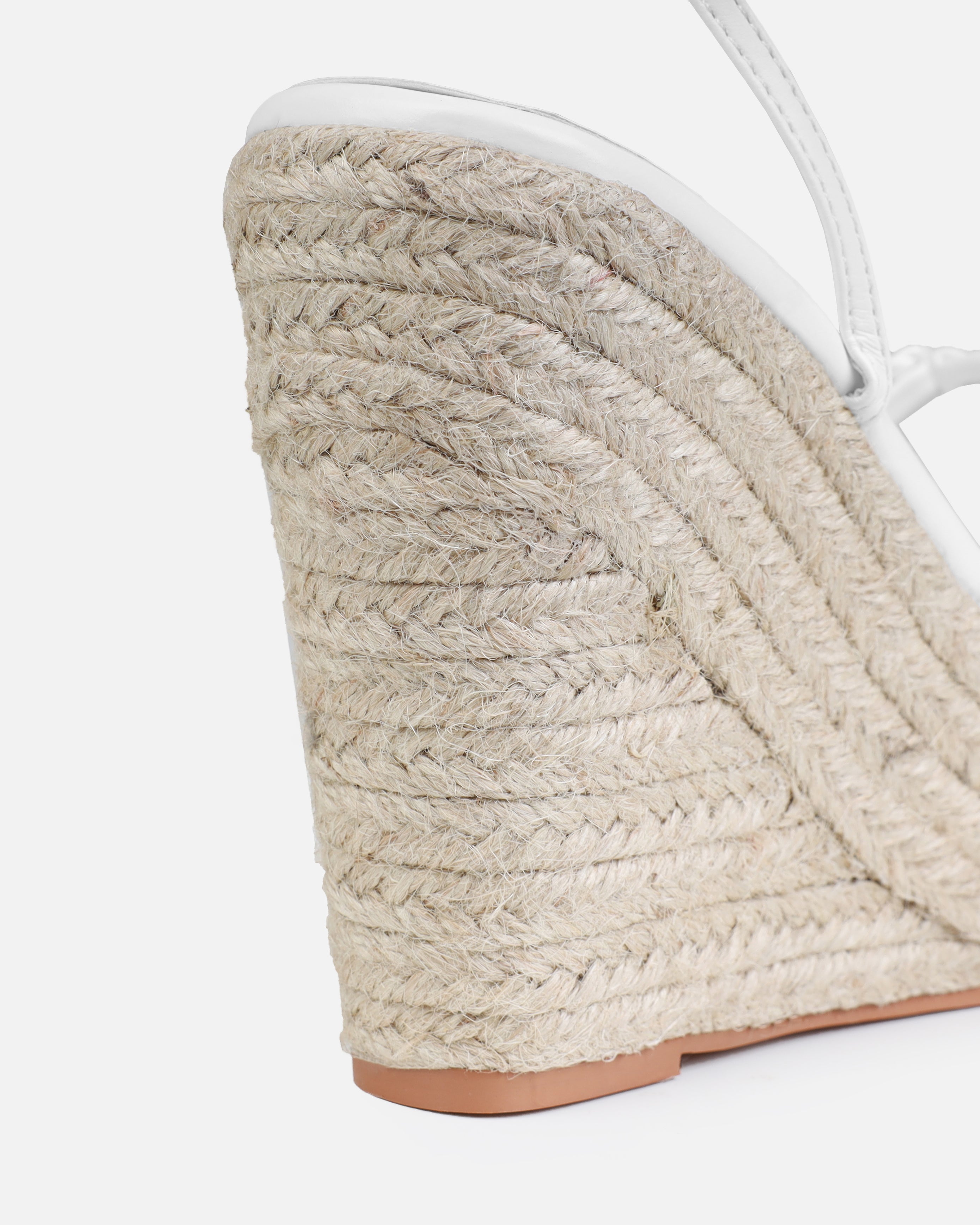 Olive White Braided Strappy Espadrille Wedges | SIMMI London