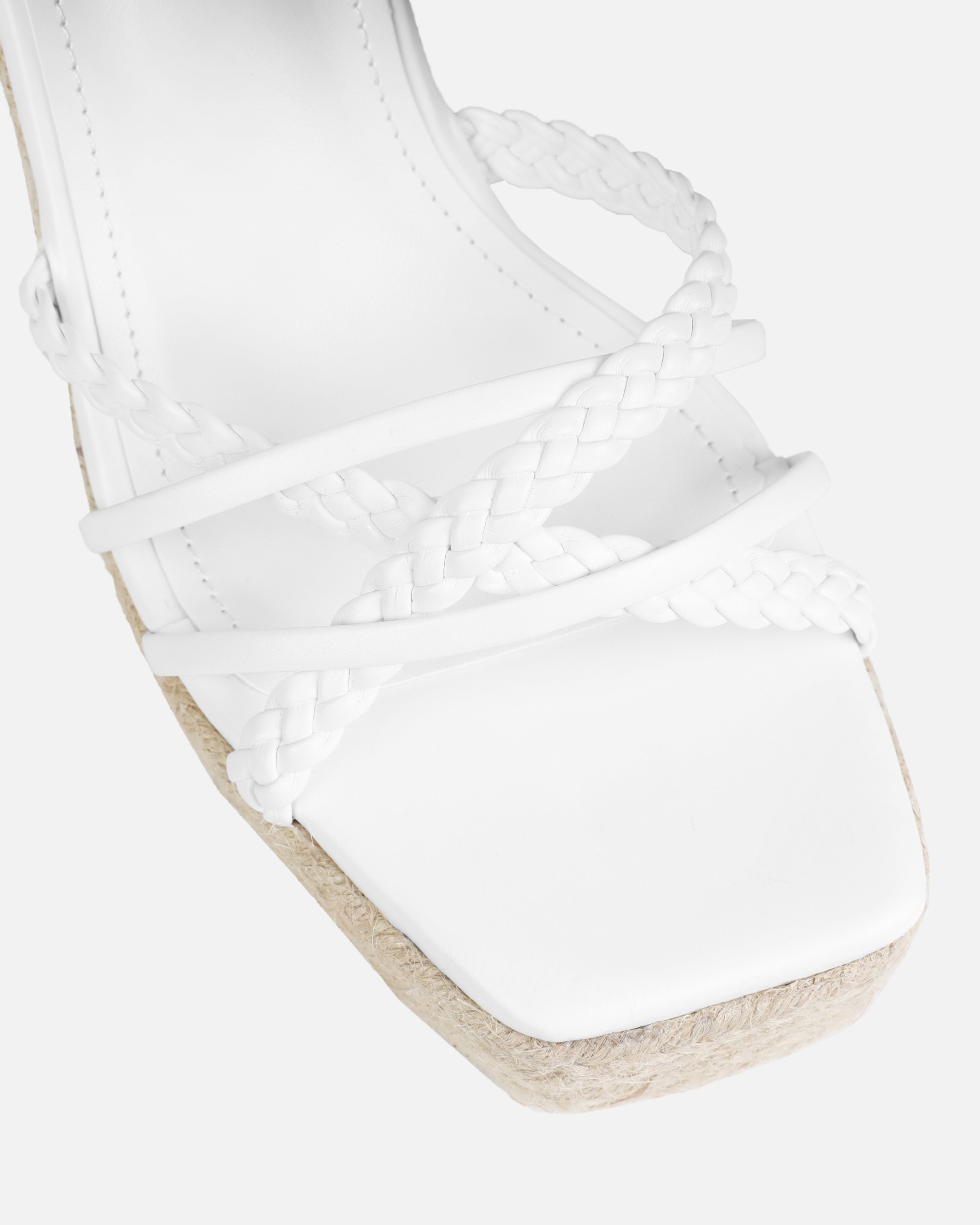 Olive White Braided Strappy Espadrille Wedges | SIMMI London