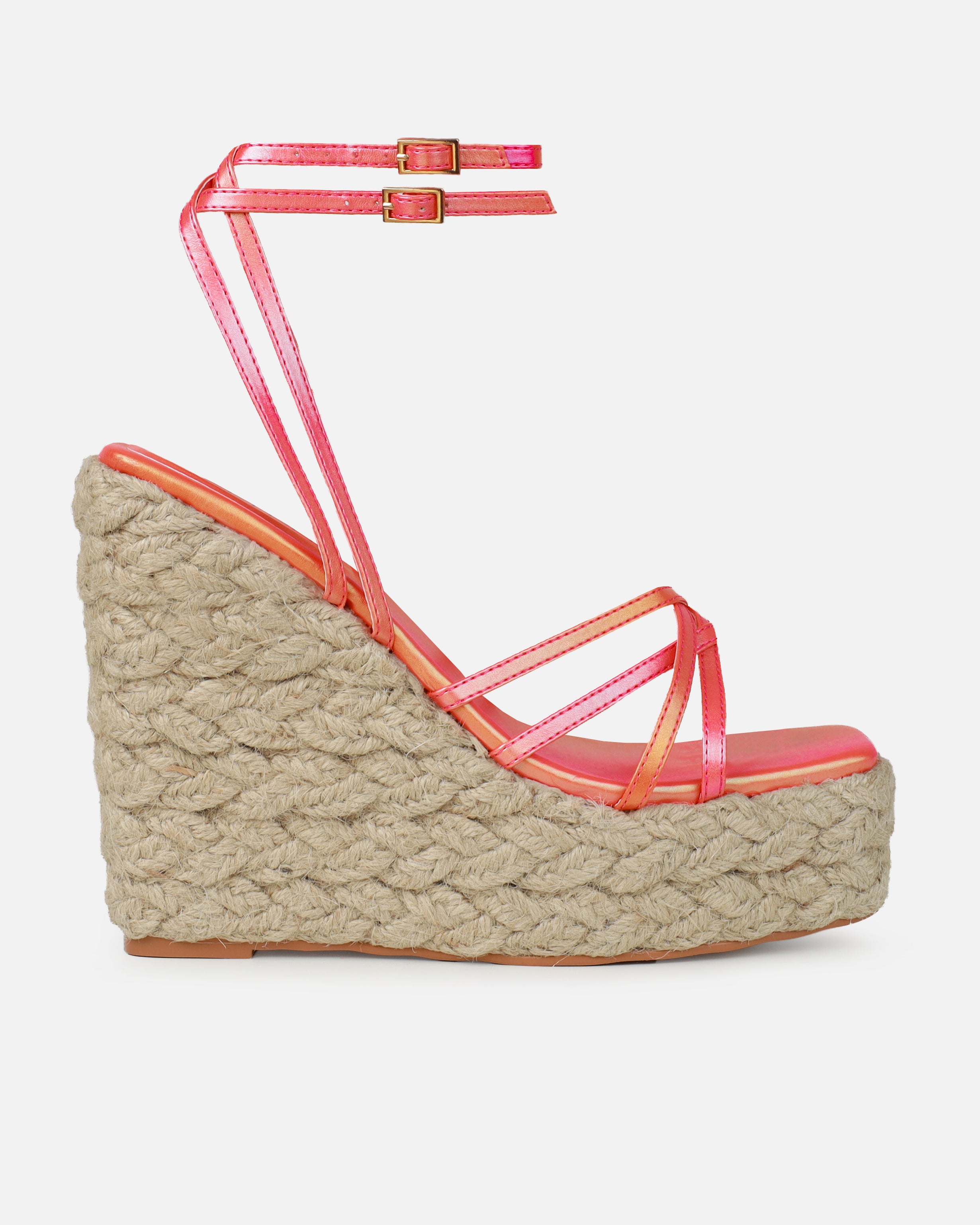 Akela Orange Ombre Wedge Espadrille Sandals | SIMMI London