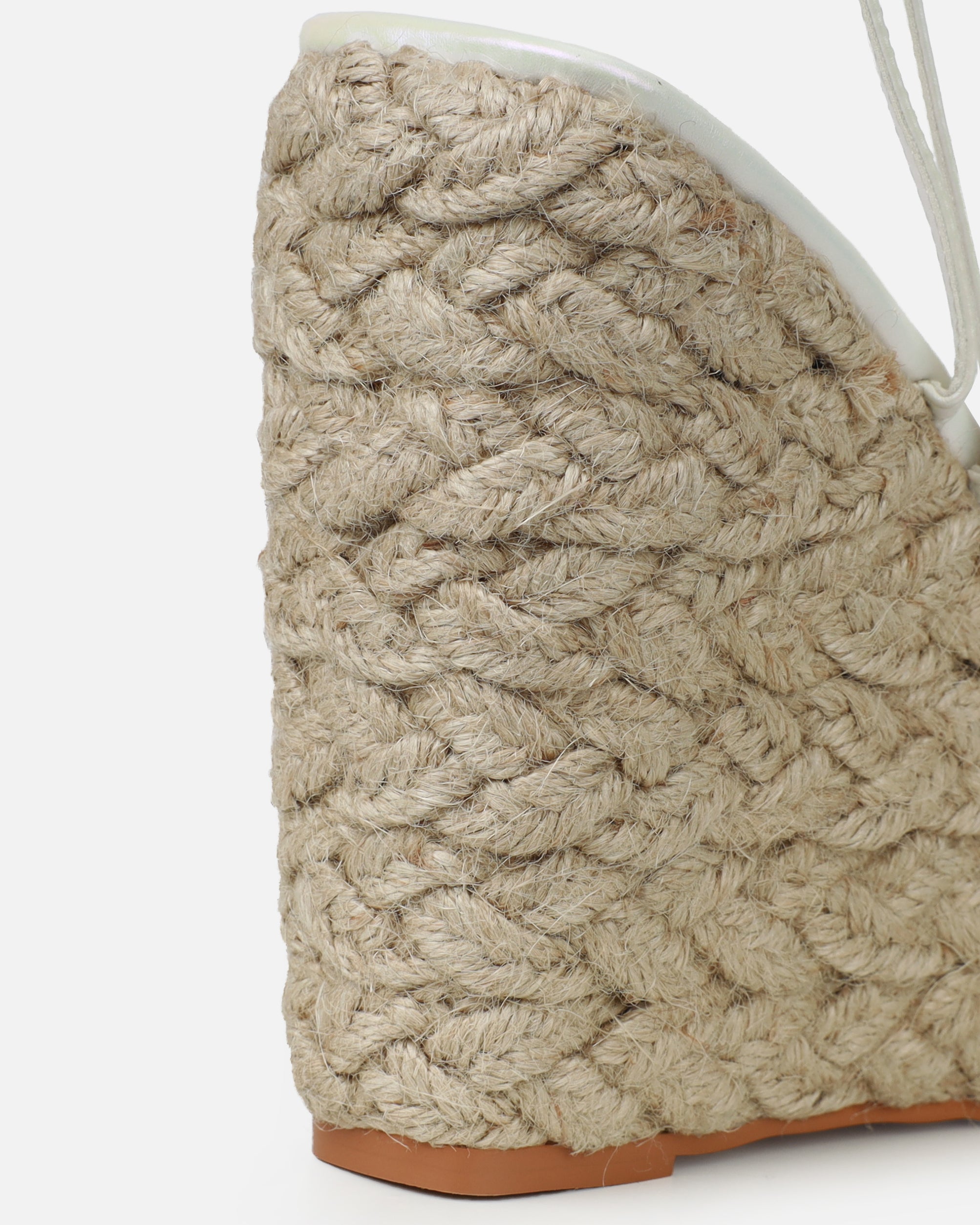 Akela White Pearlised Wedge Espadrille Sandals | SIMMI London