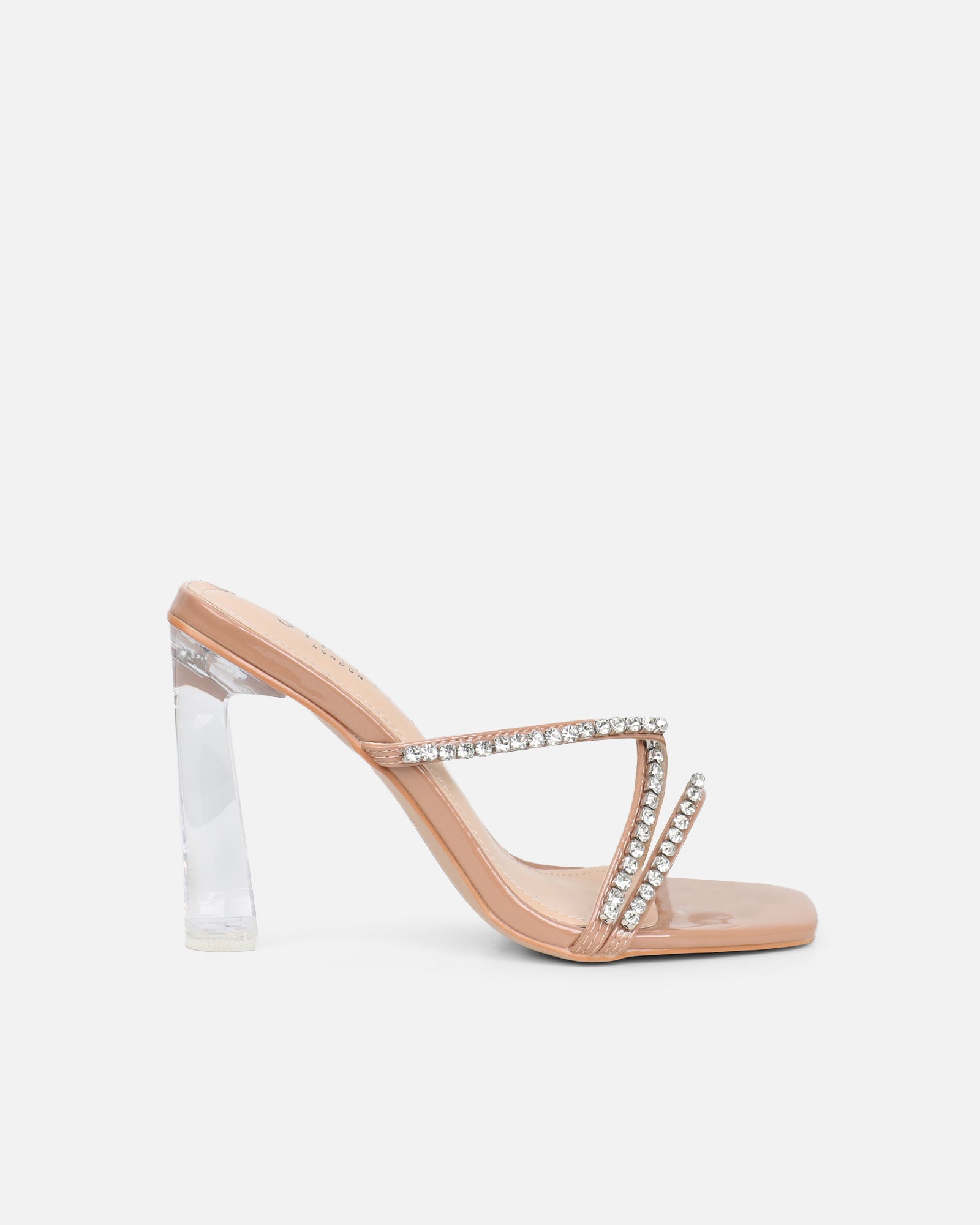 Ferney Nude Patent Diamante Mules | SIMMI London
