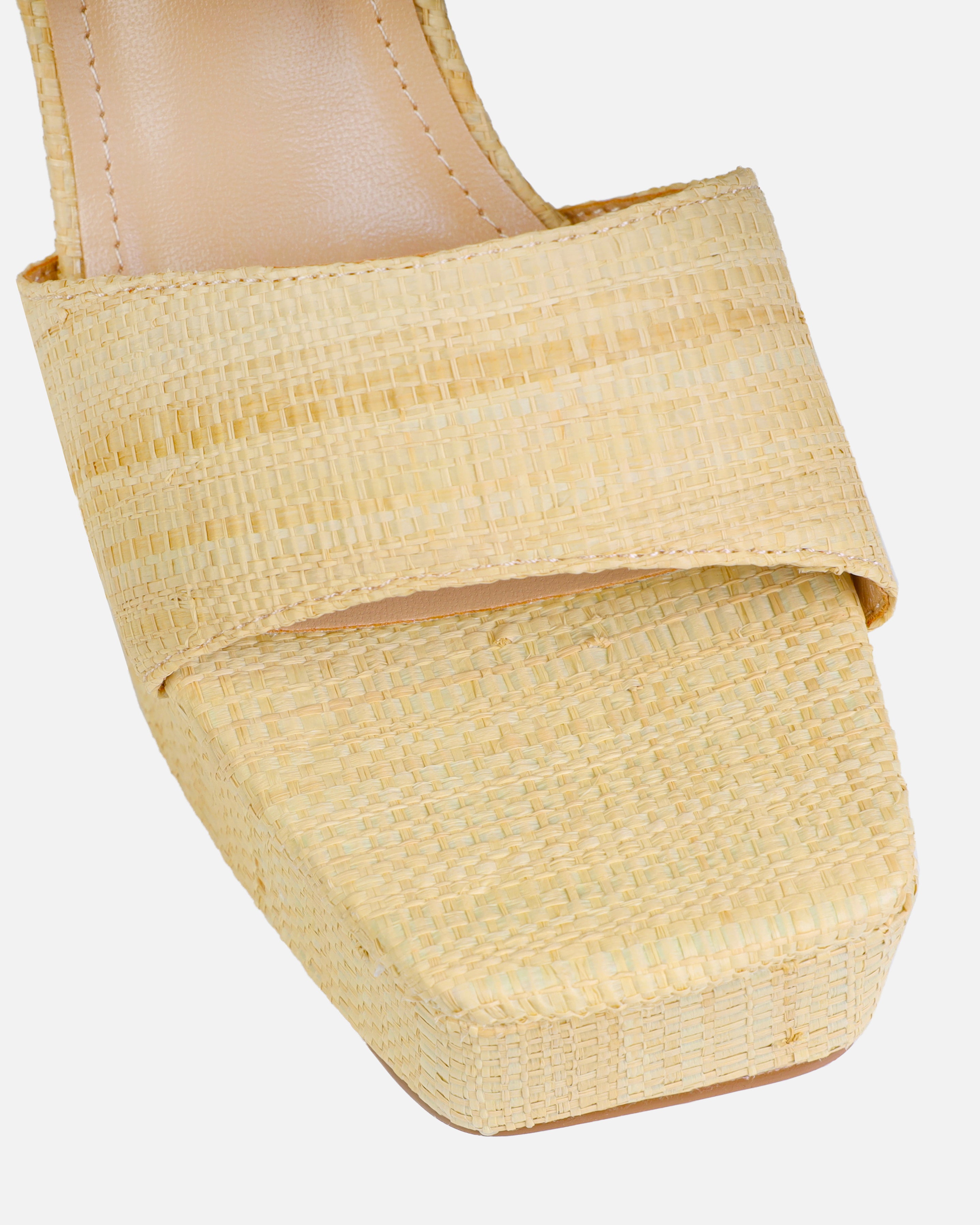 Fantasia Natural Raffia Platform Block Mules | SIMMI London