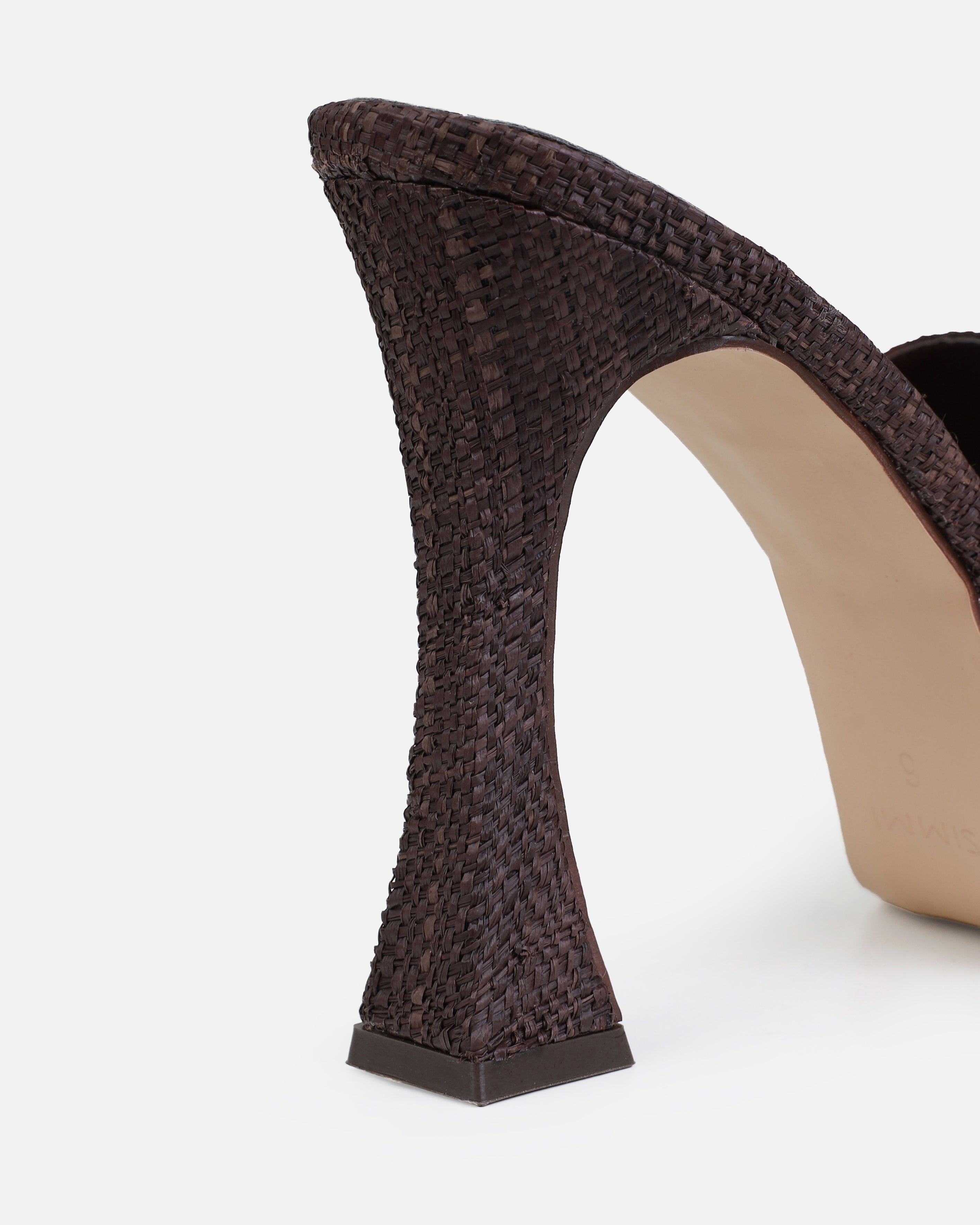 Fantasia Brown Raffia Platform Block Mules | SIMMI London