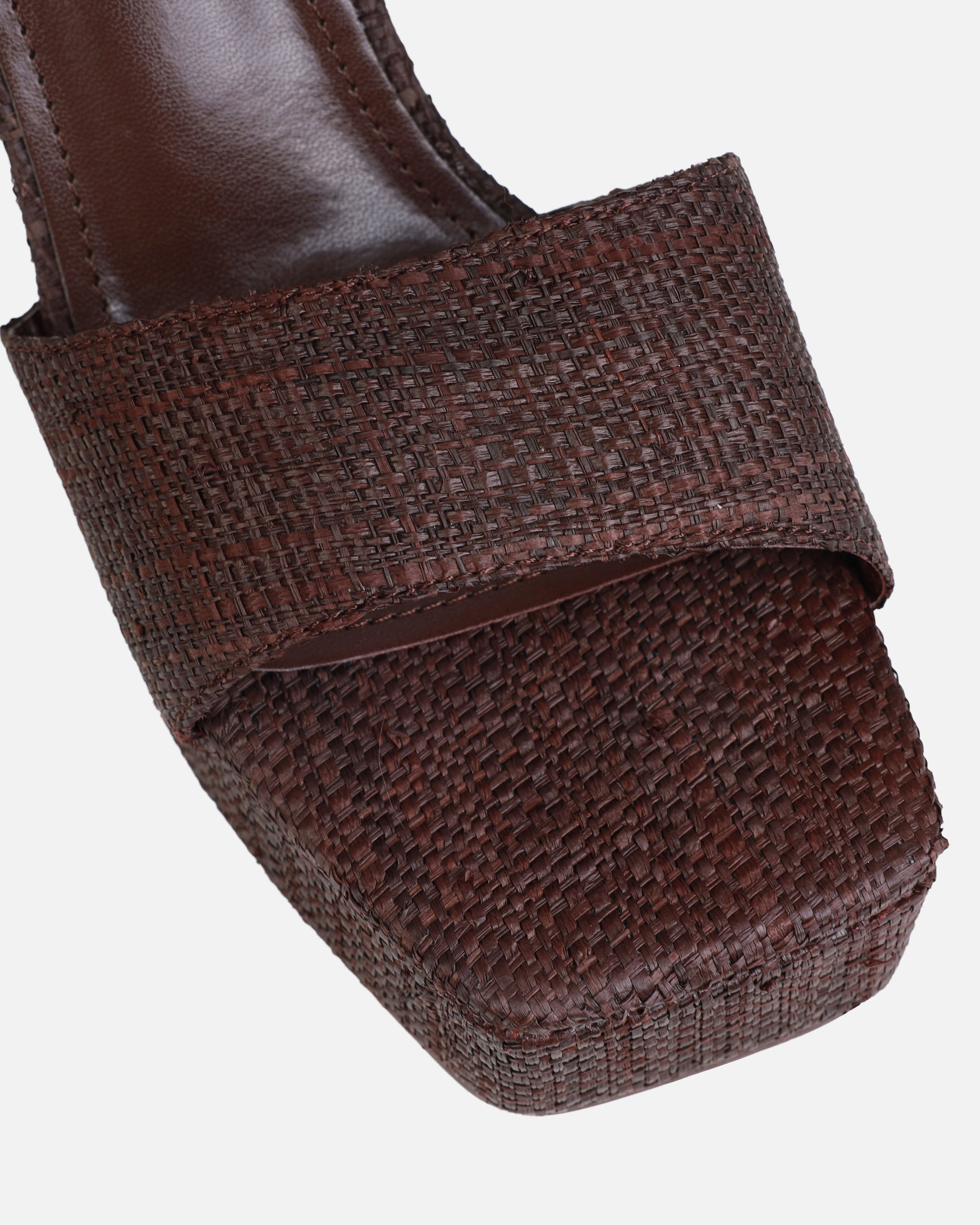 Fantasia Brown Raffia Platform Block Mules | SIMMI London