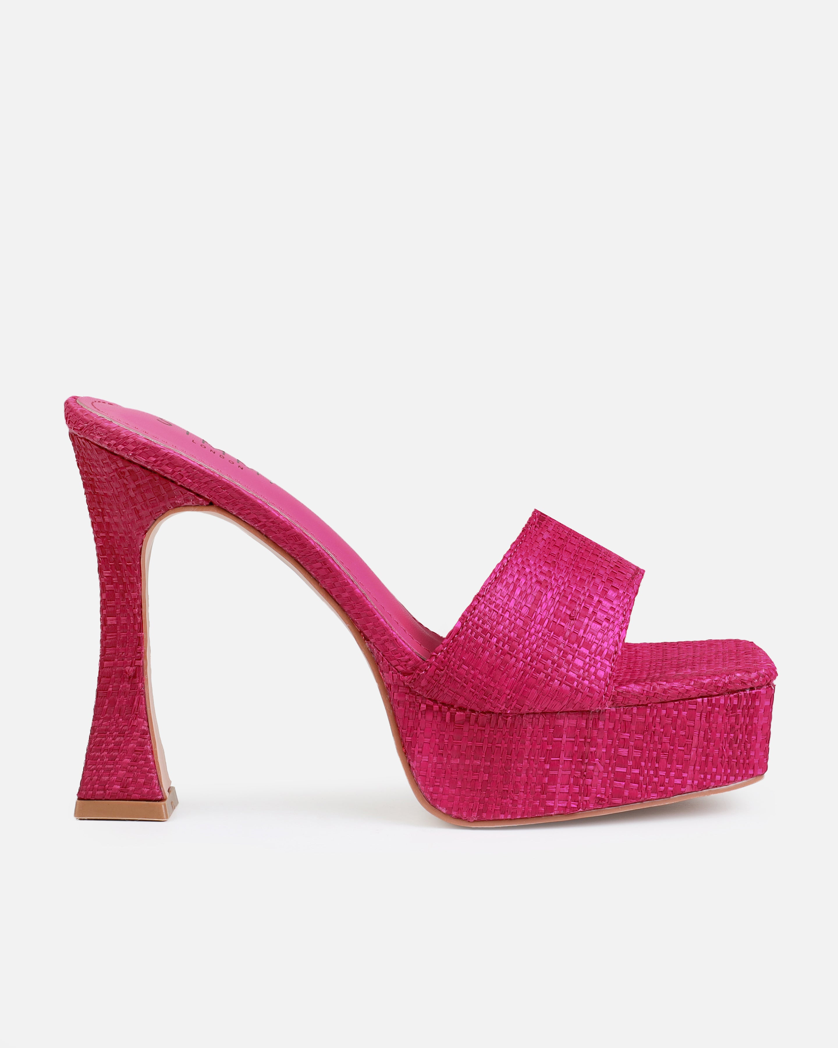 Fantasia Pink Raffia Platform Block Mules | SIMMI London