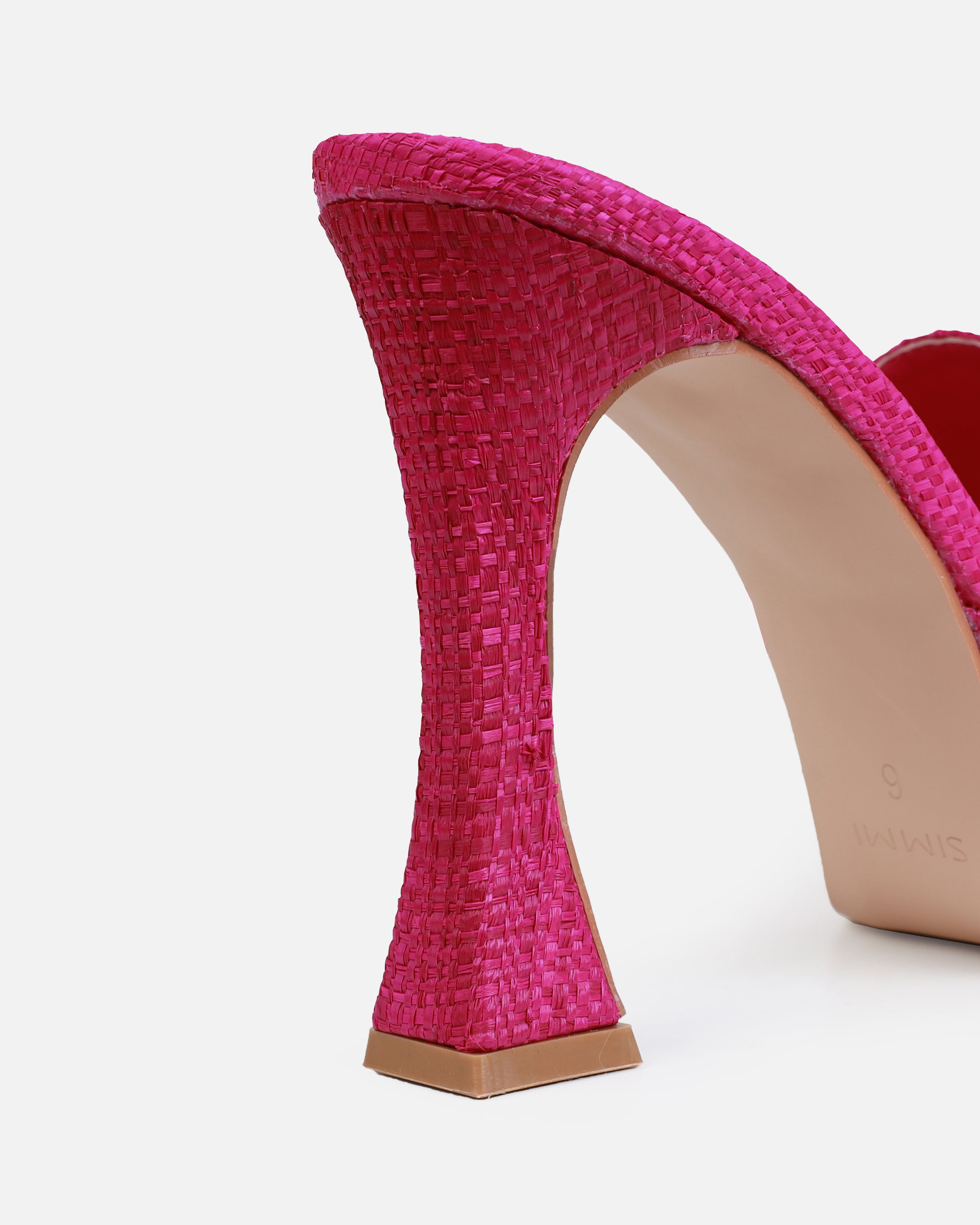 Fantasia Pink Raffia Platform Block Mules | SIMMI London