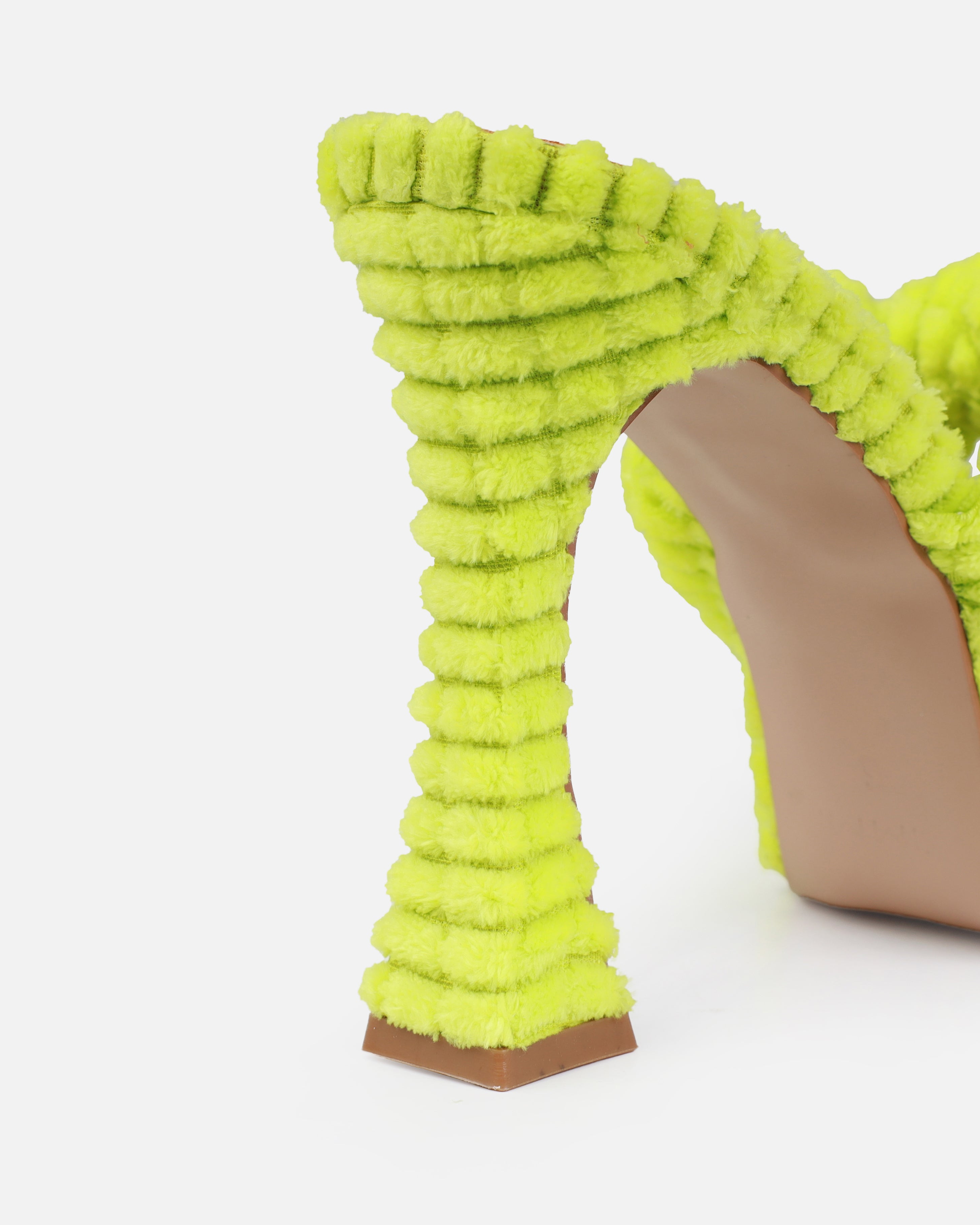 Tasha Ghouri Cedar Lime Green Towelling Knot Platform Mules | SIMMI London