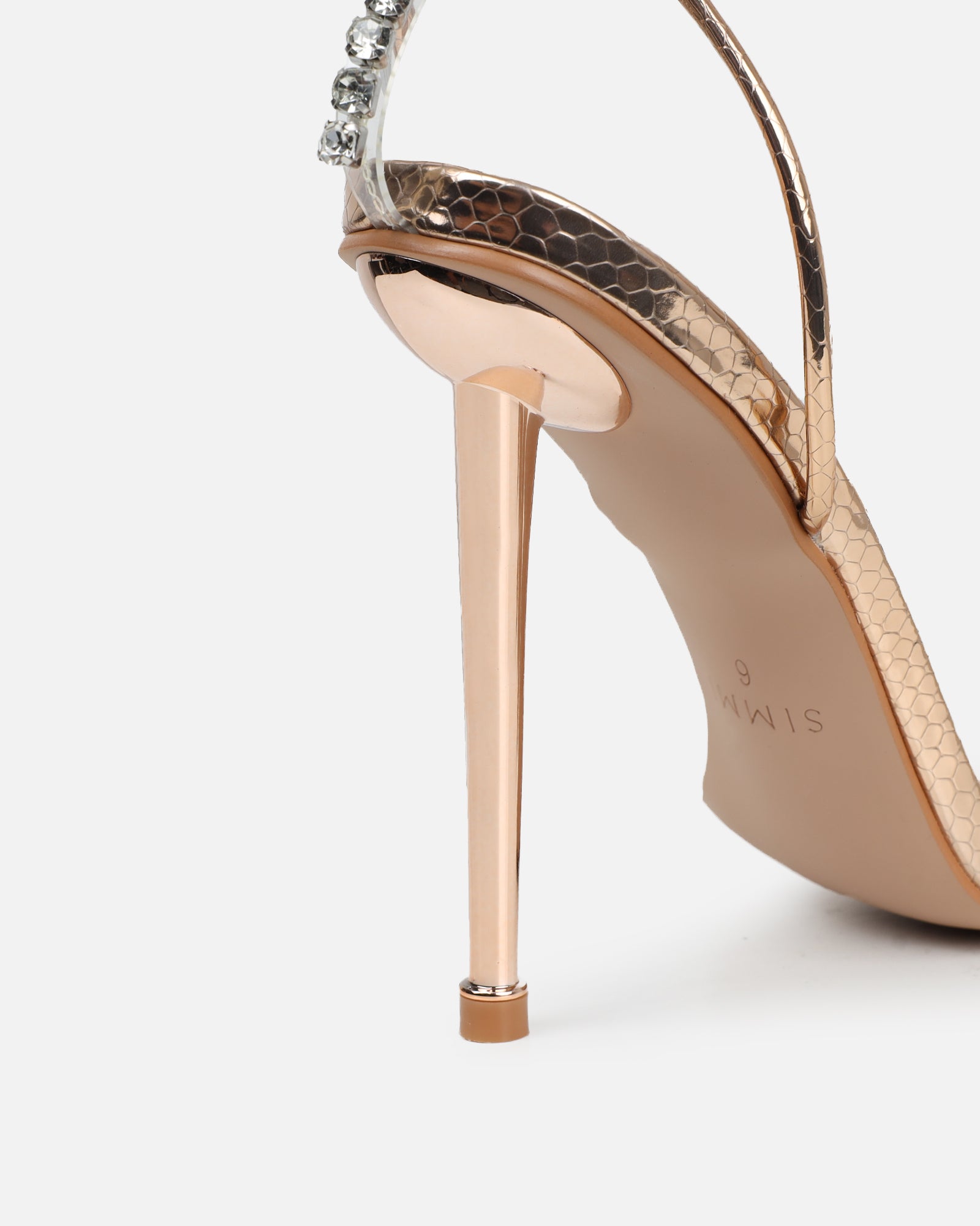 Felicity gold mirror snake diamante heels | SIMMI London