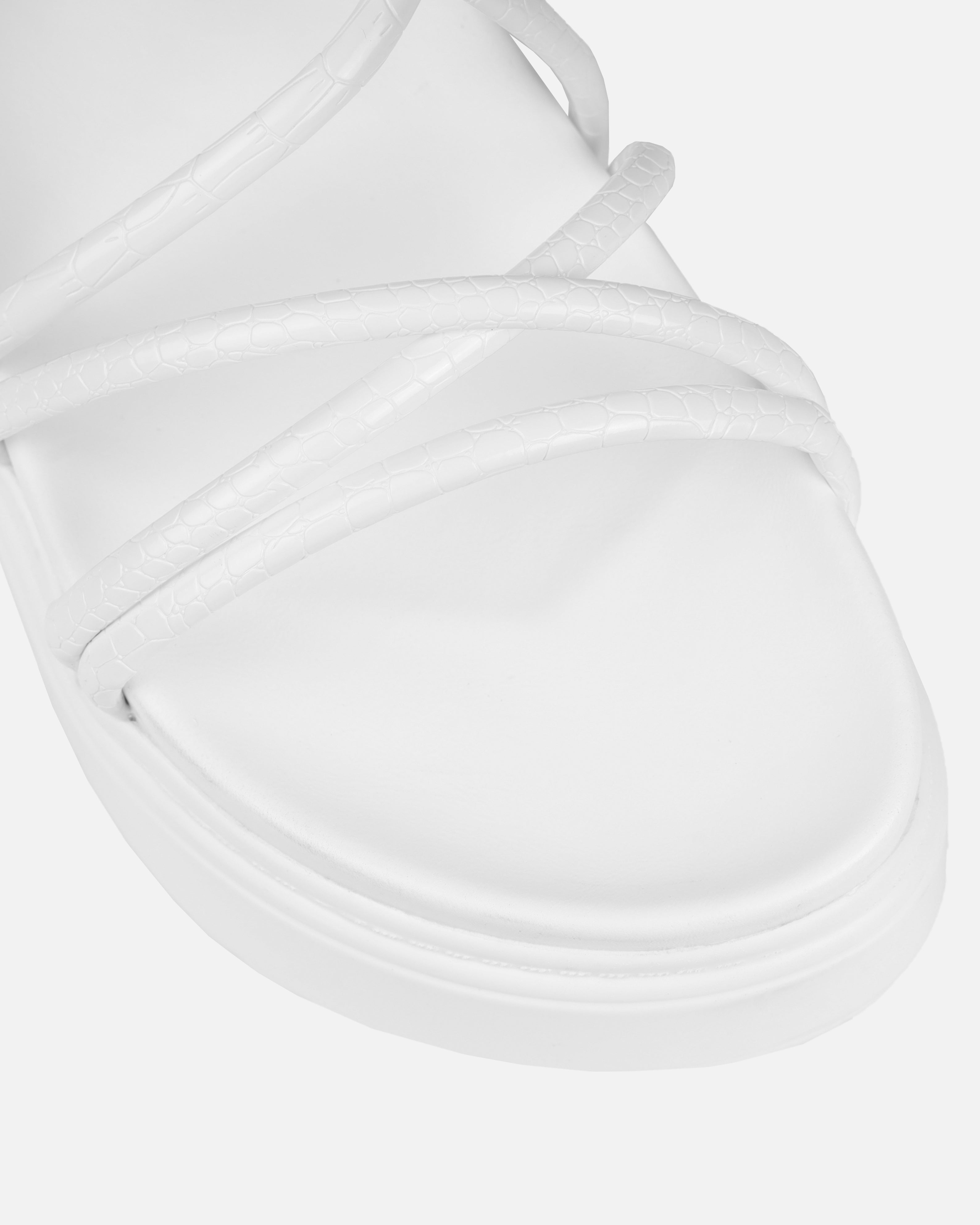 Sammie White Faux Snake Print Flatform Sandals | SIMMI London