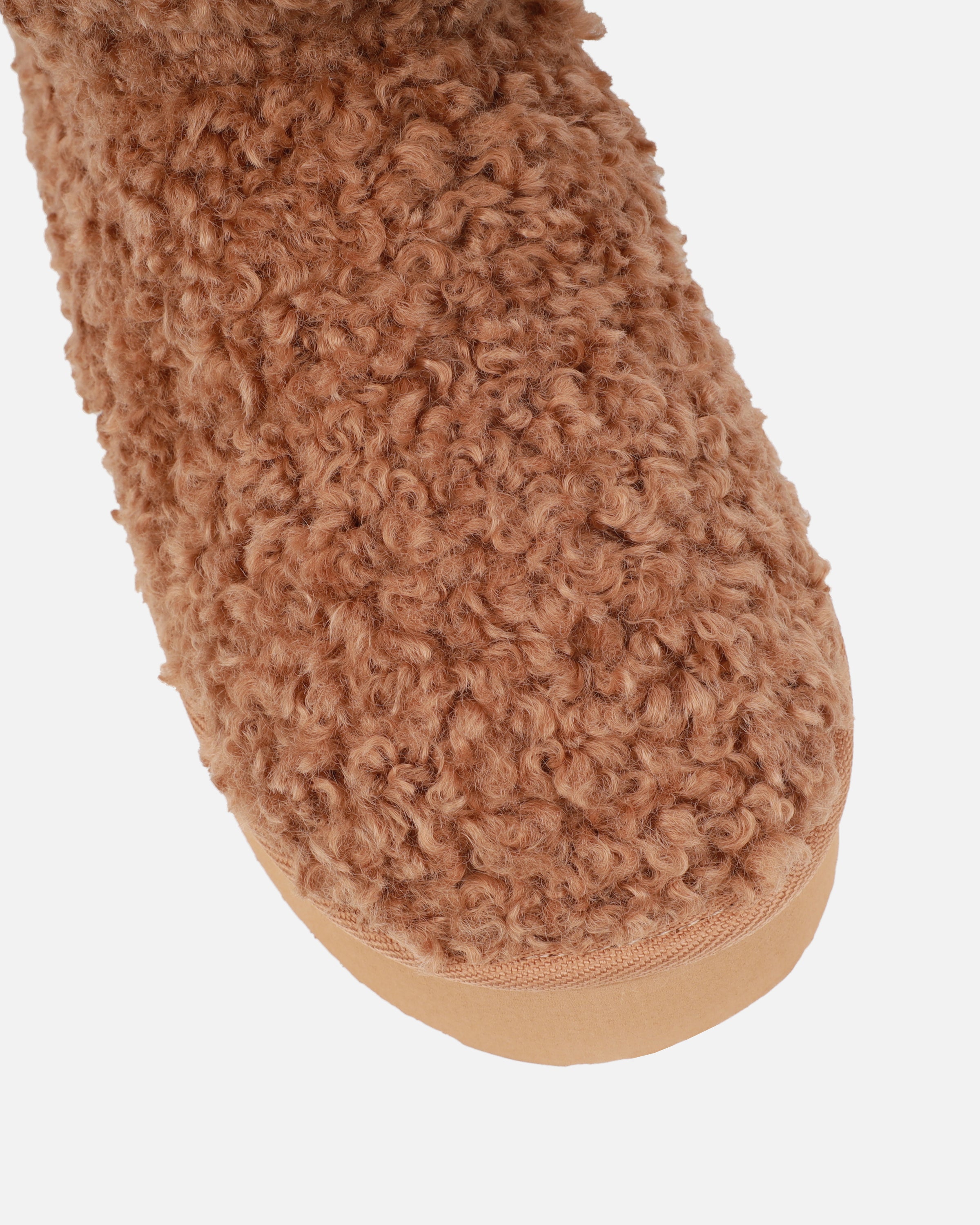 Fleecy Chestnut Tan Borg Flatform Boots  | SIMMI London