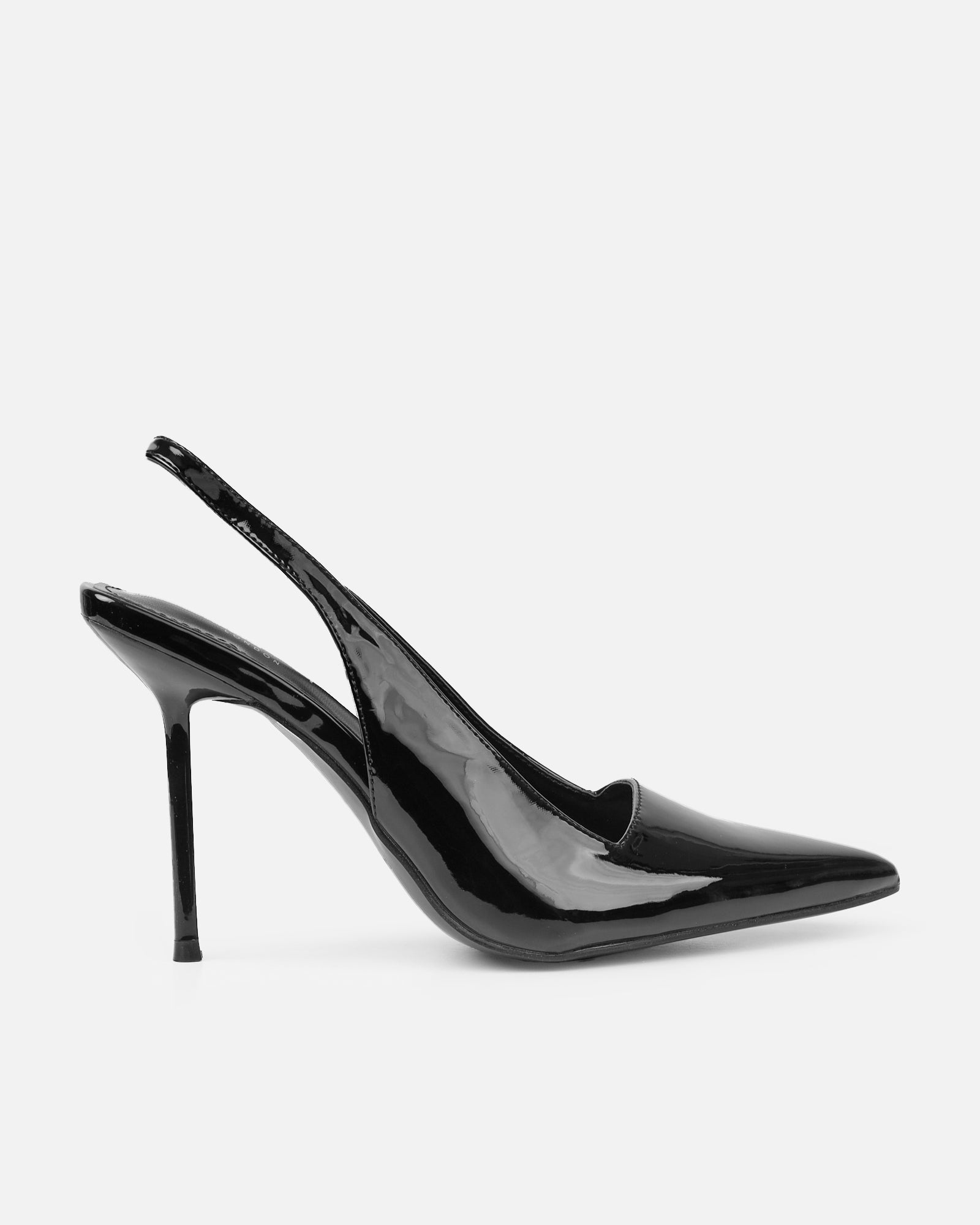 Flora Black Patent Sling Back Court Shoes | SIMMI London