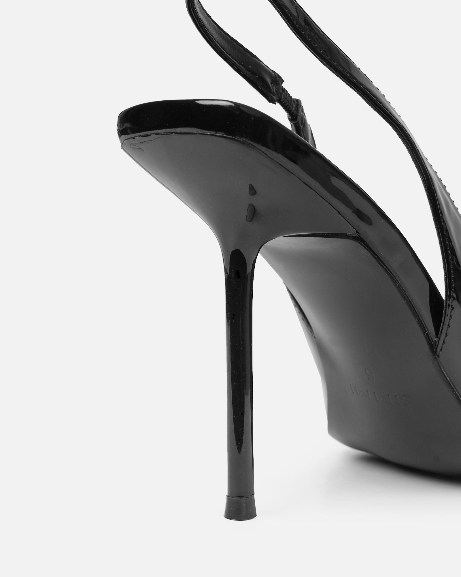 Flora Black Patent Sling Back Court Shoes