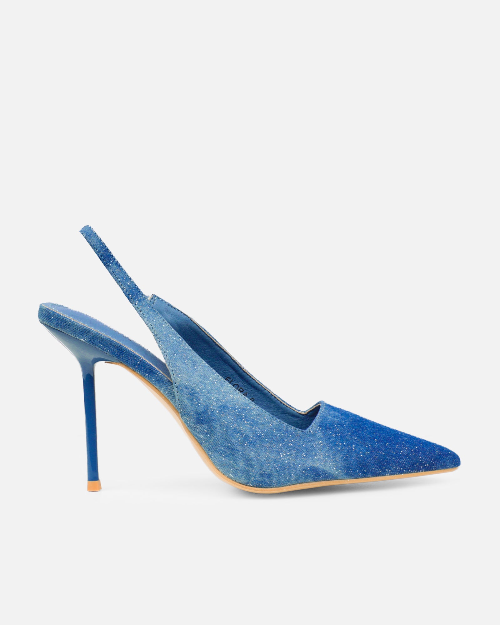 Flora Blue Denim Sling Back Court Shoes| SIMMI London