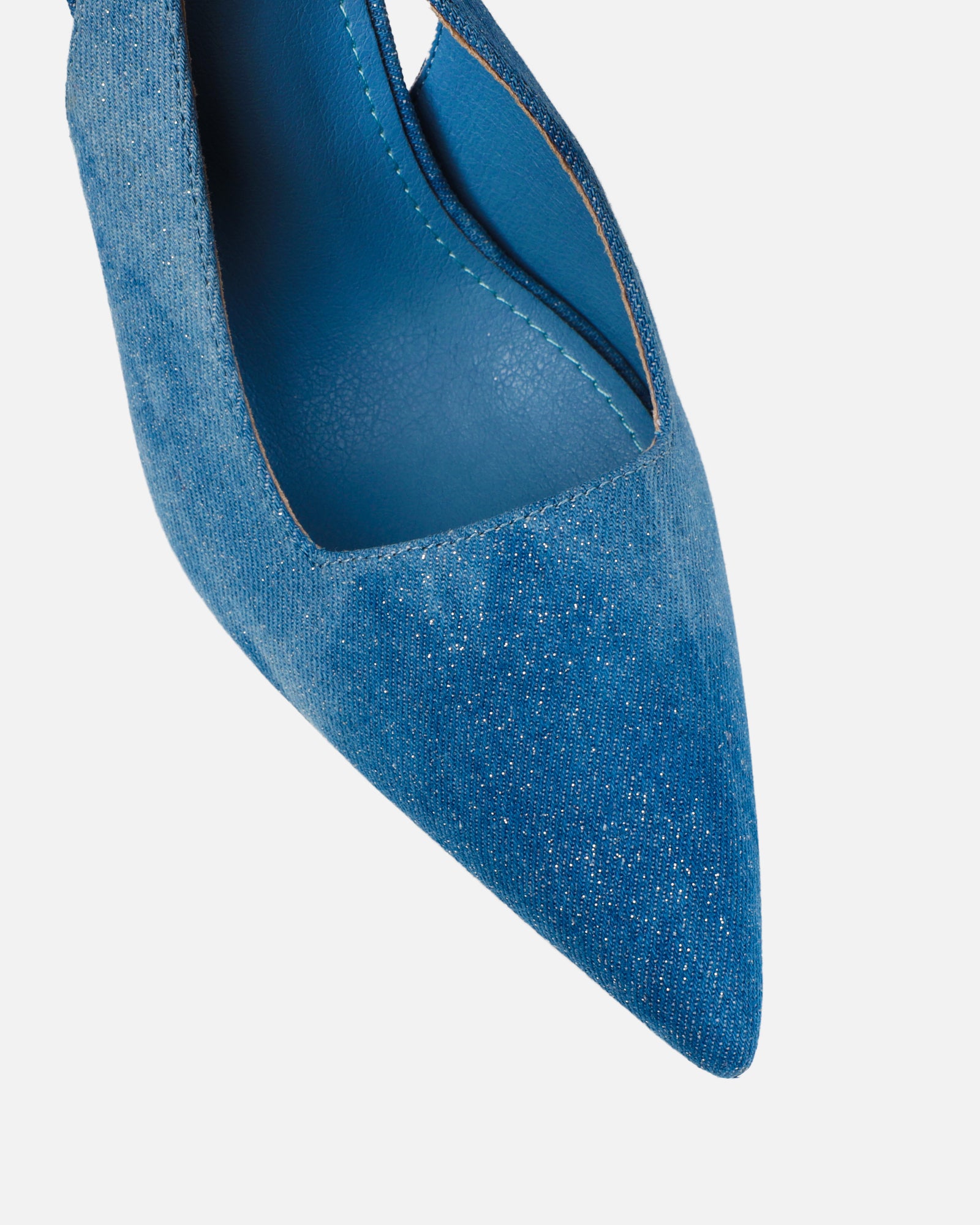 Flora Blue Denim Sling Back Court Shoes| SIMMI London