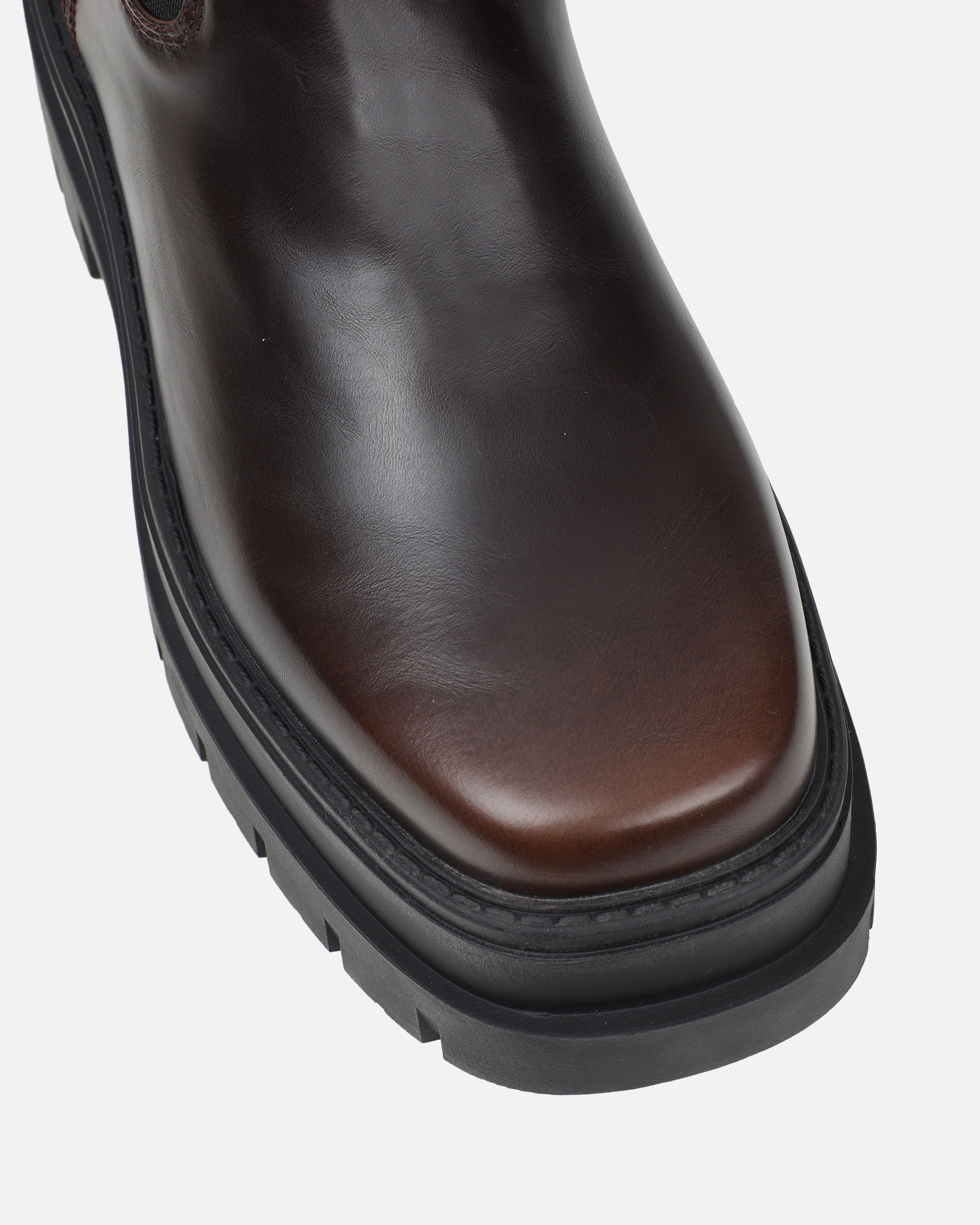 Arvin Brown Burnished Chelsea Chunky Ankle Boots | SIMMI London