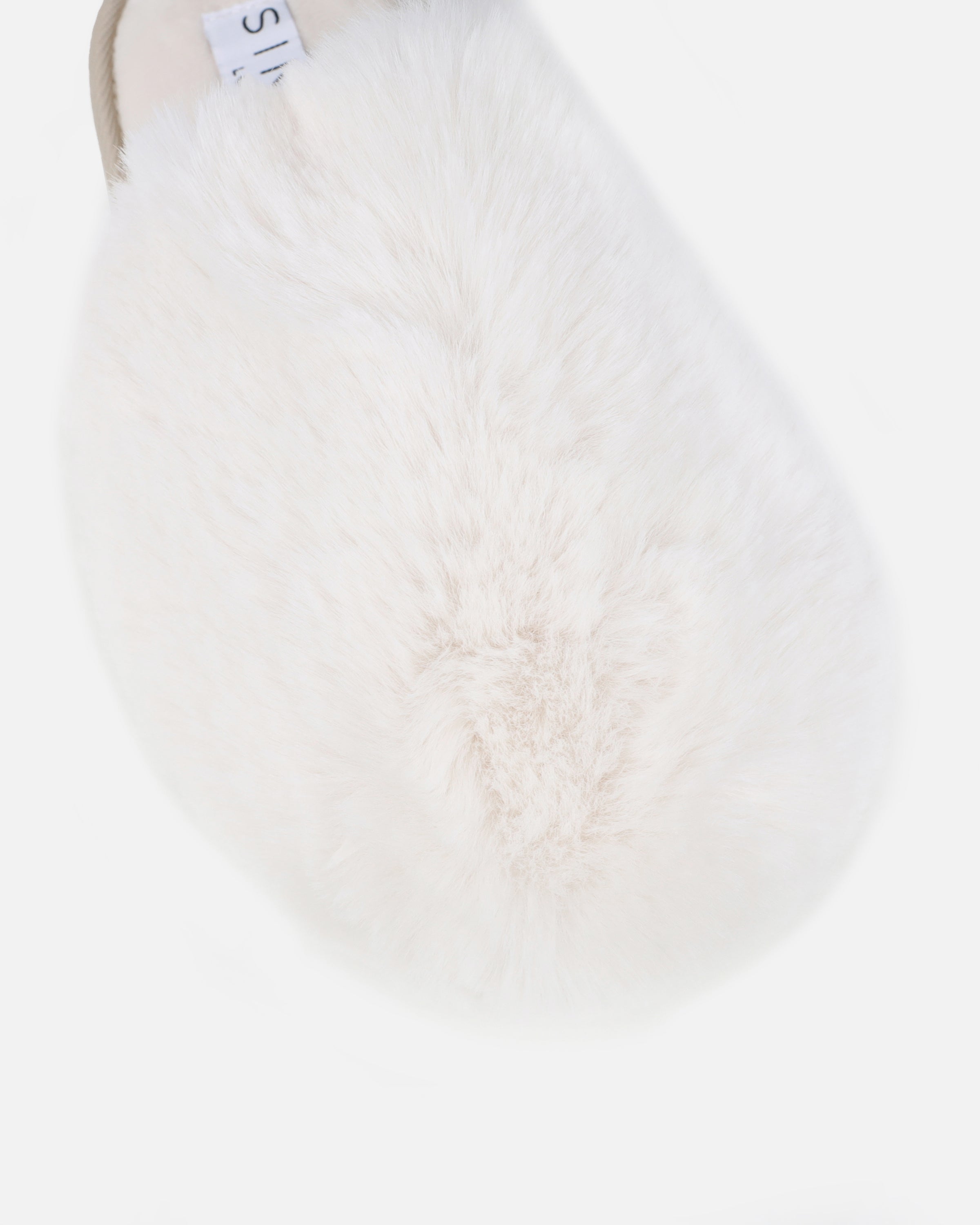 Fluff Cream Faux Fur Round Slippers | SIMMI London