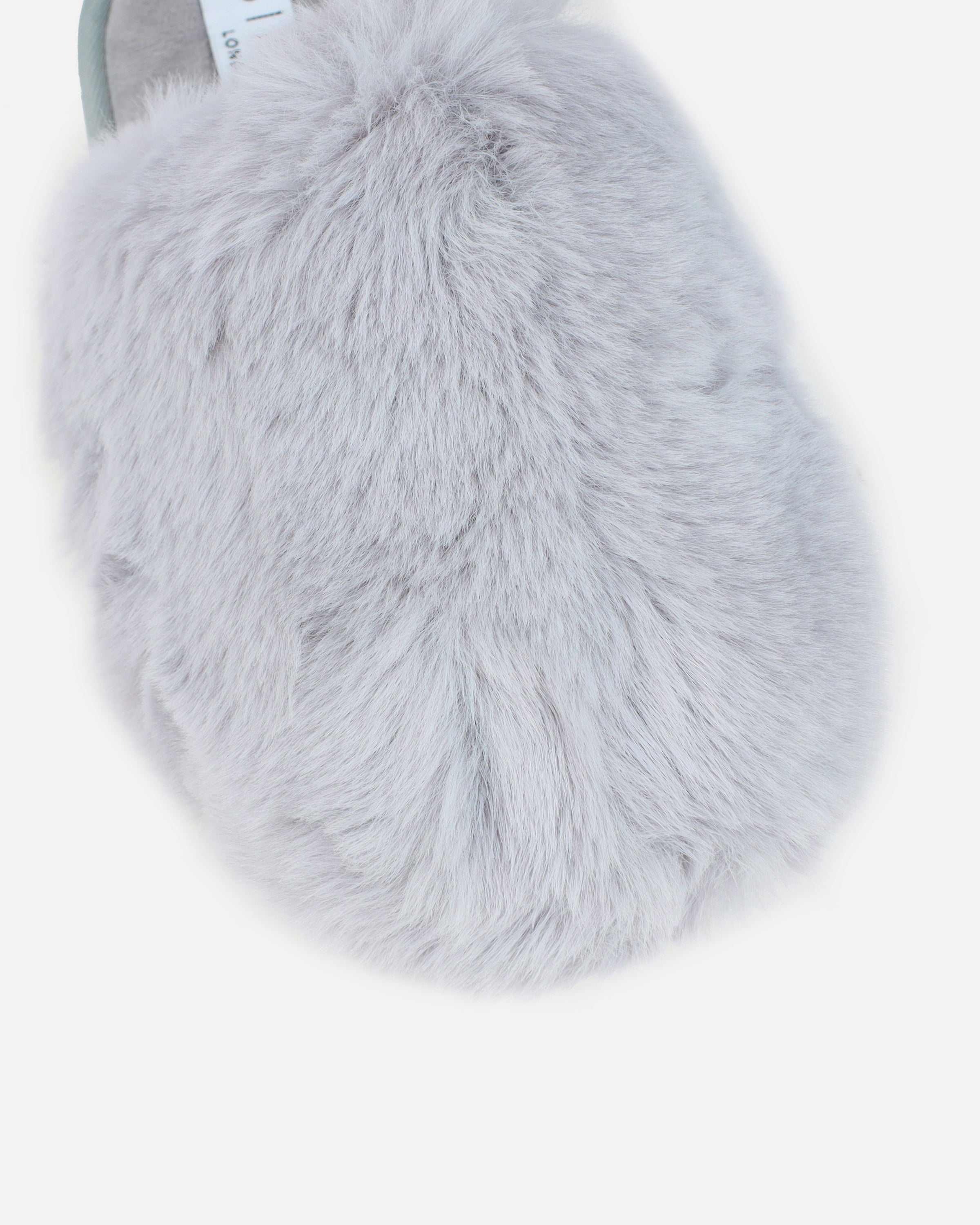 Fluff Grey Faux Fur Round Slippers | SIMMI London