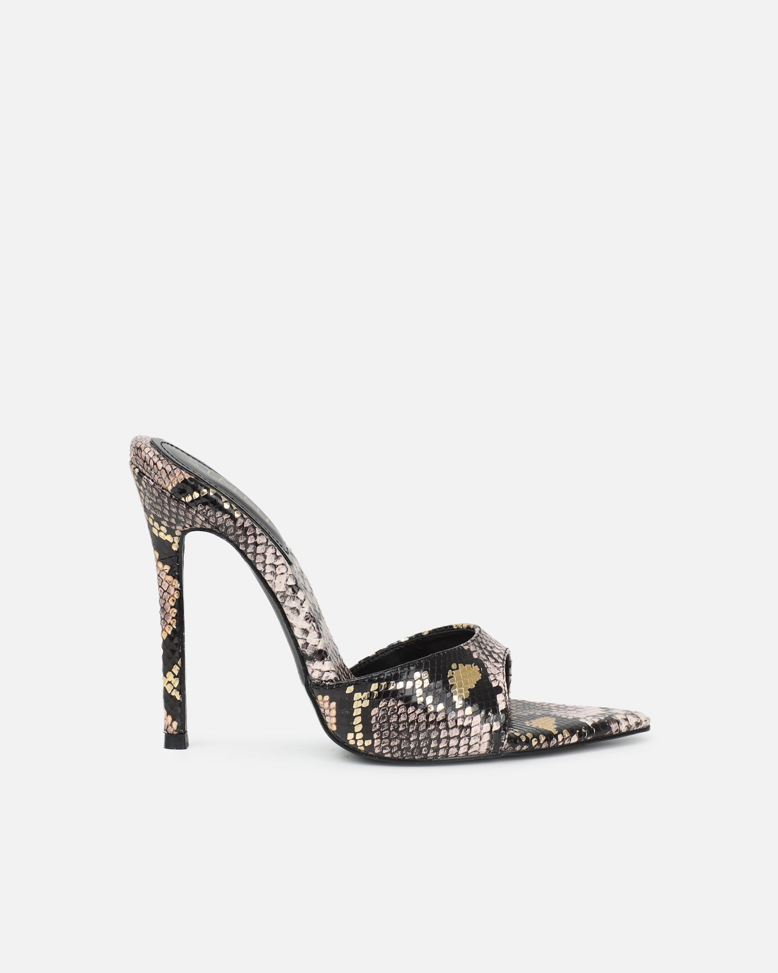 Franca beige snake print stiletto mules | SIMMI London