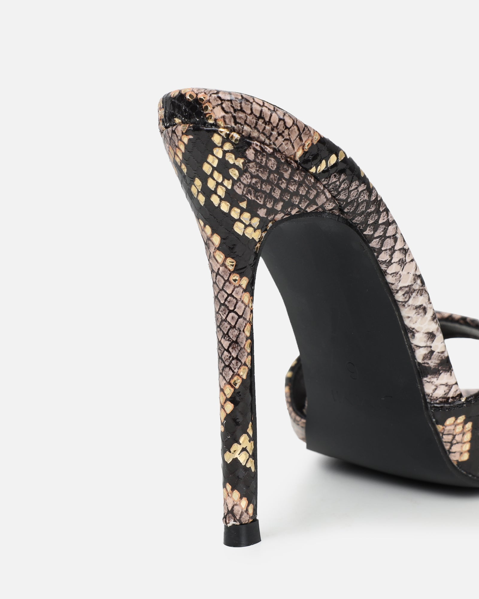 Franca beige snake print stiletto mules | SIMMI London