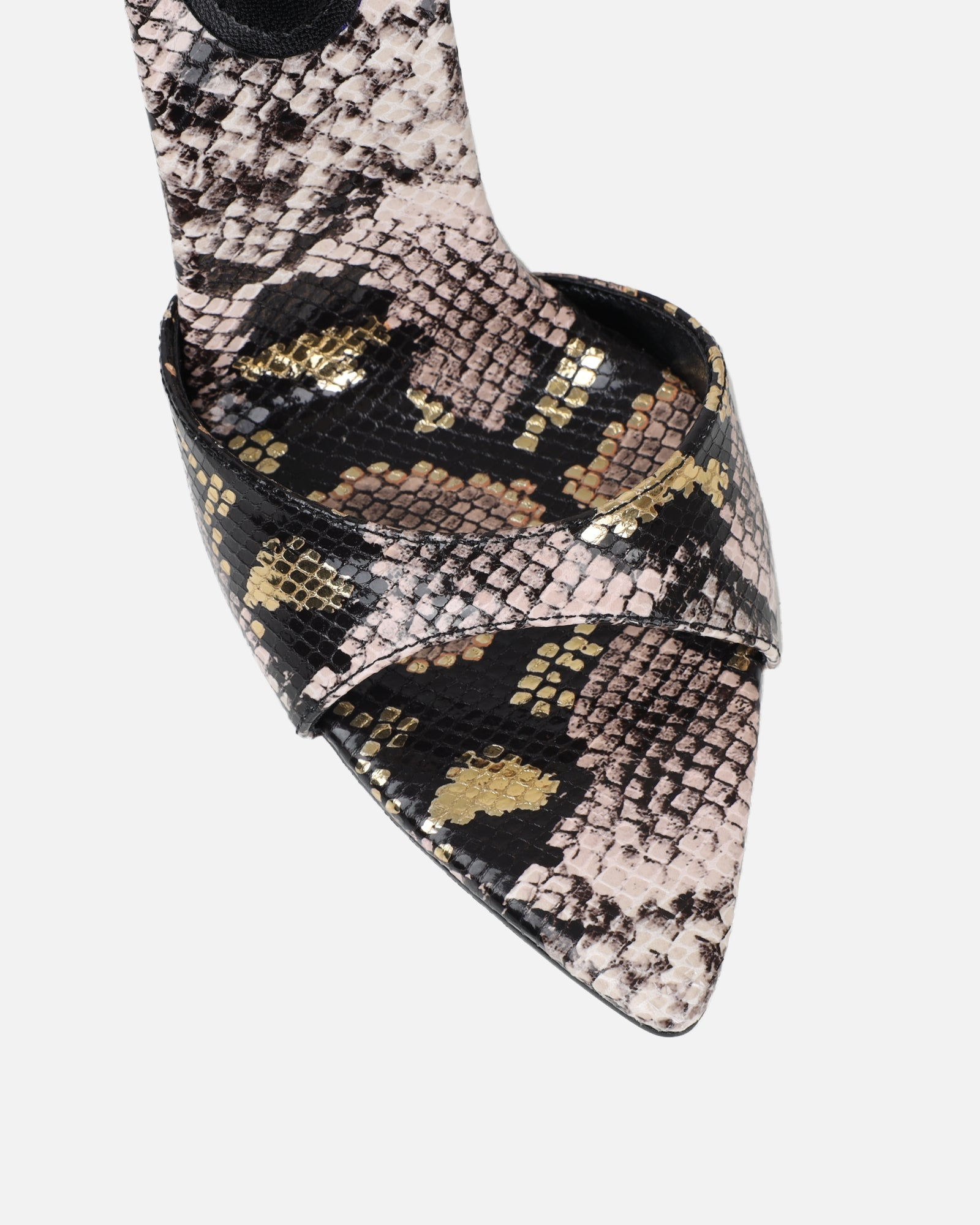 Franca beige snake print stiletto mules | SIMMI London