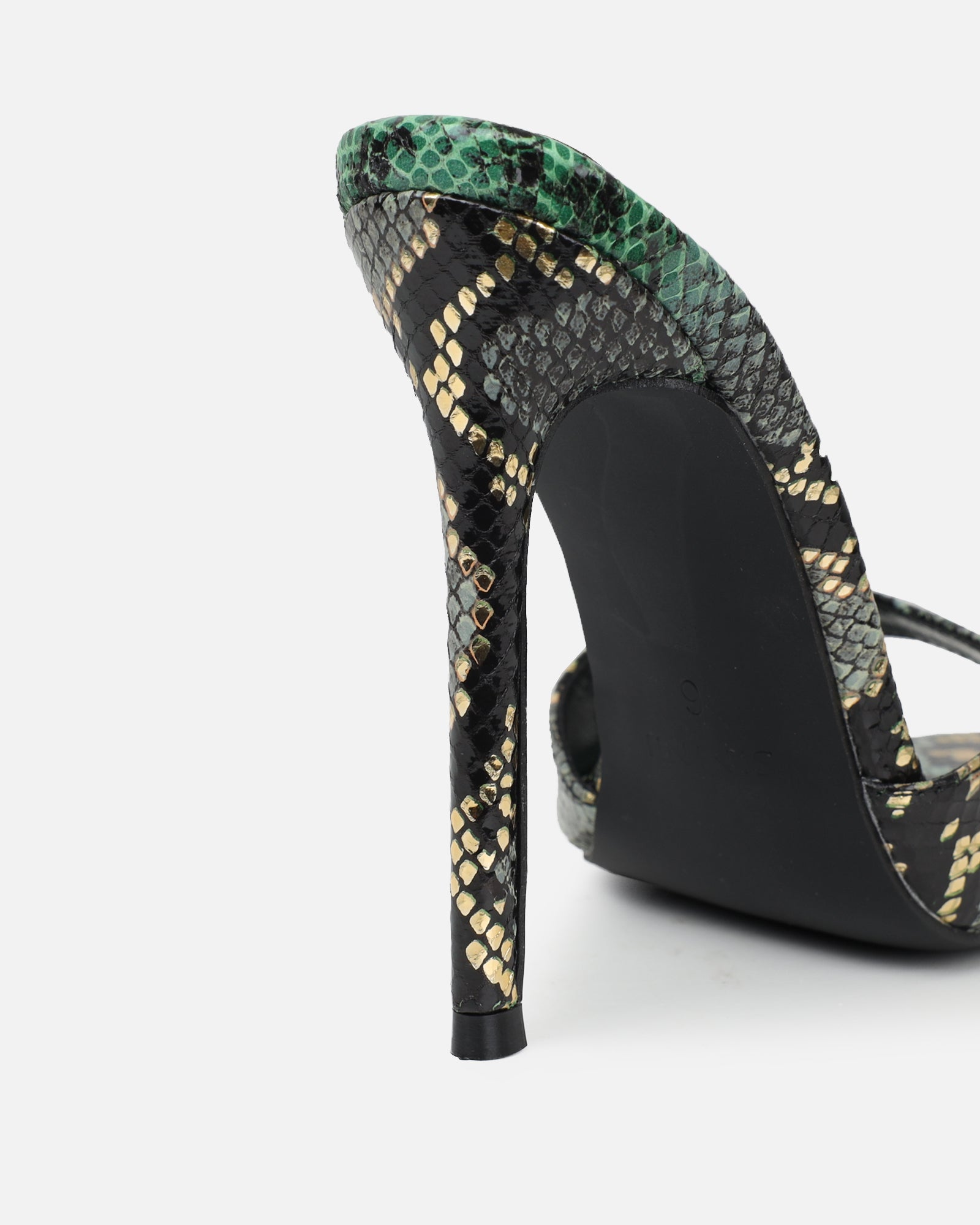 Franca green snake print stiletto mules | SIMMI London