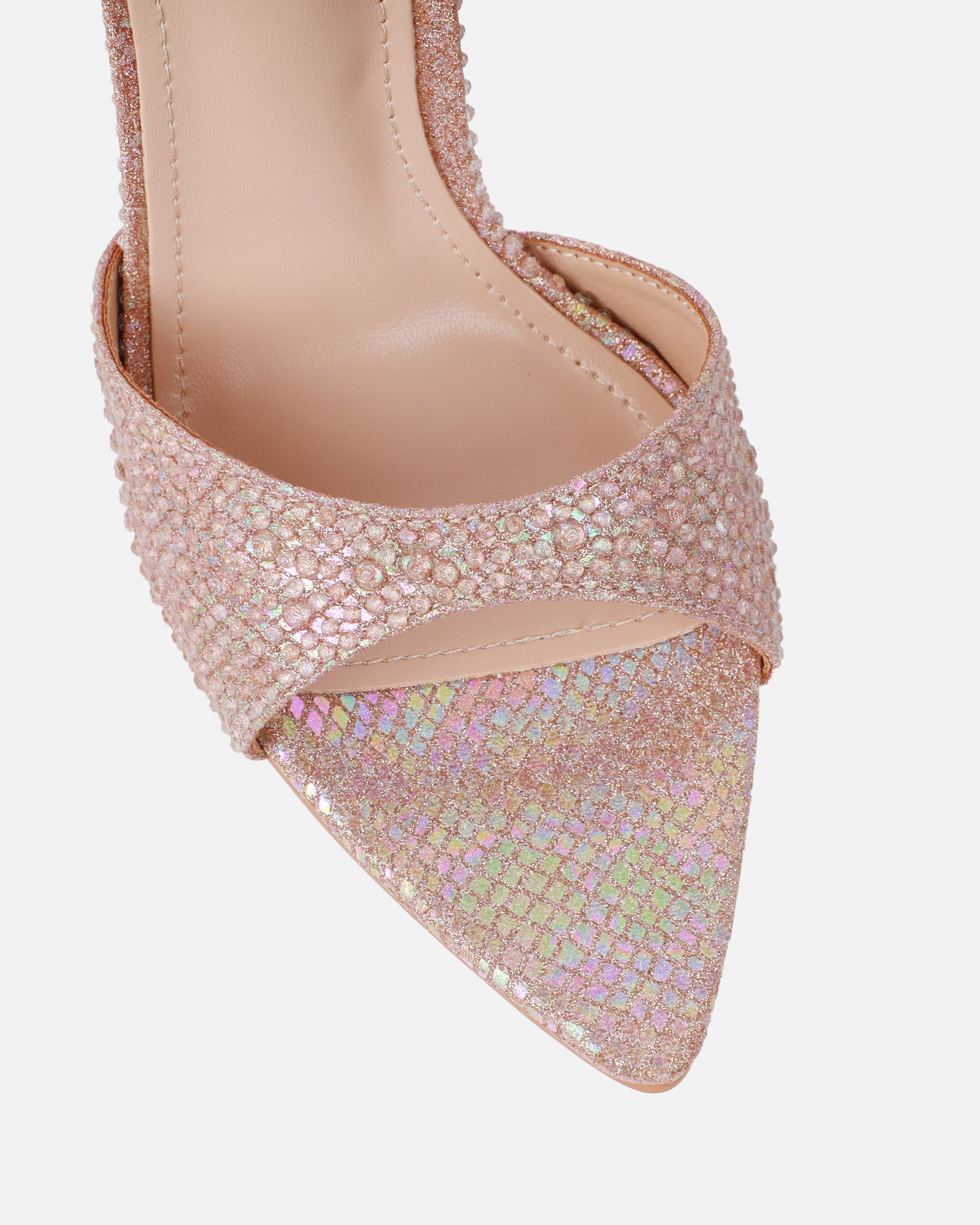 Reef Nude Glitter Snake Droplet Mule Sandals | SIMMI London